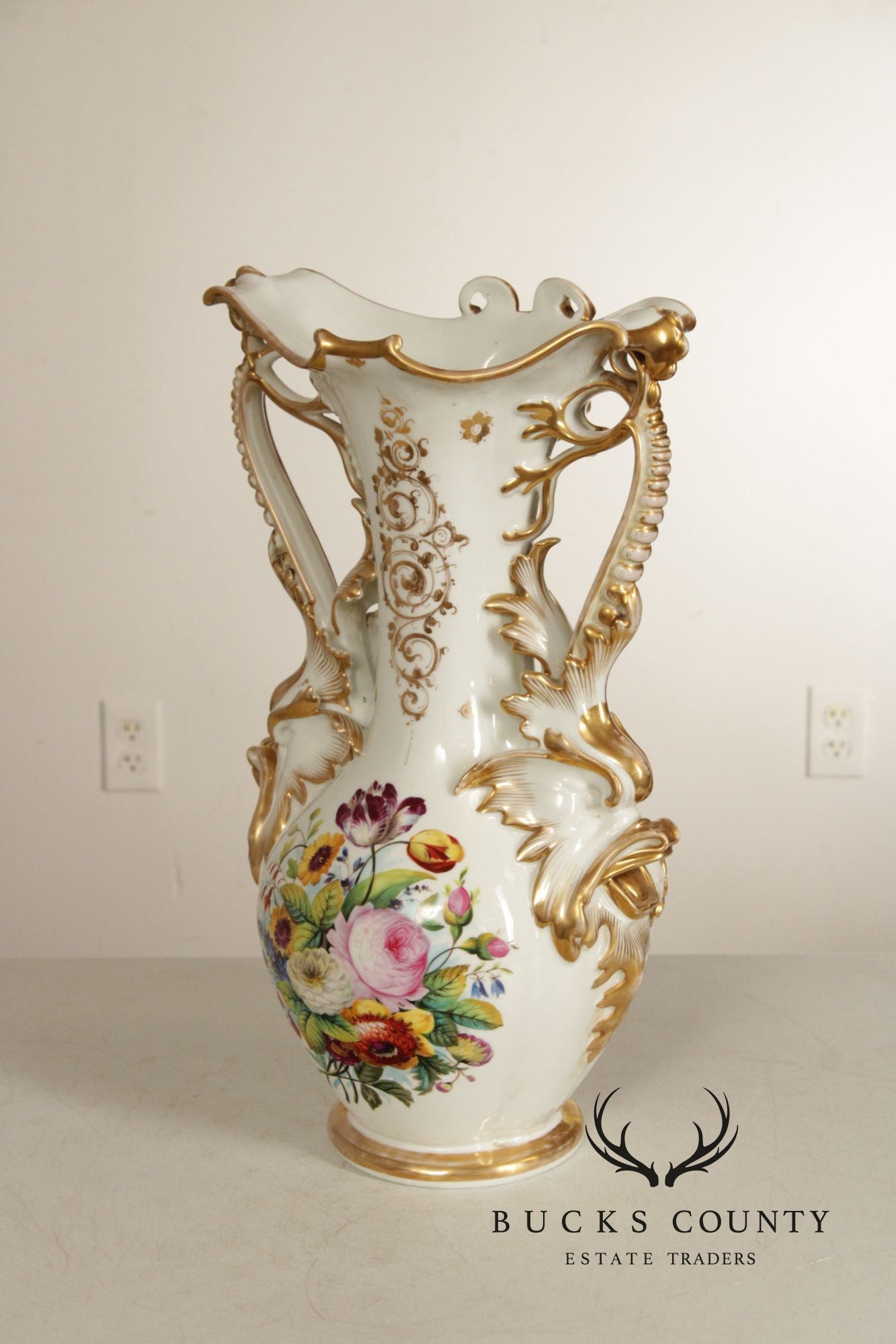 Antique Tall Old Paris Porcelain Vase