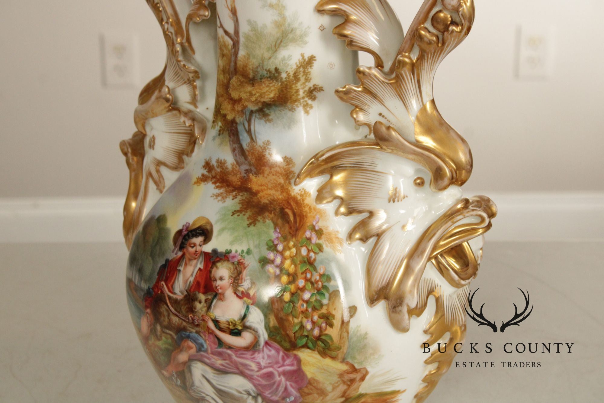 Antique Tall Old Paris Porcelain Vase
