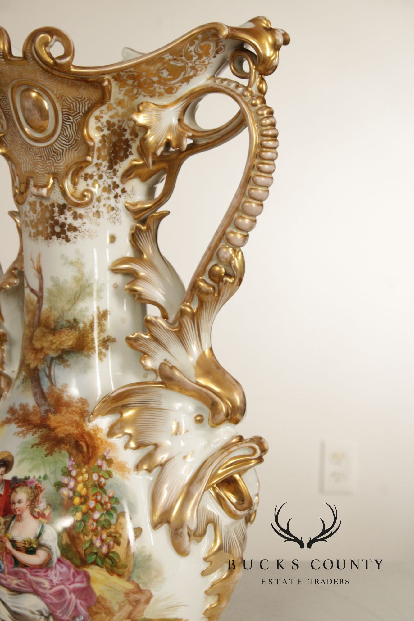 Antique Tall Old Paris Porcelain Vase