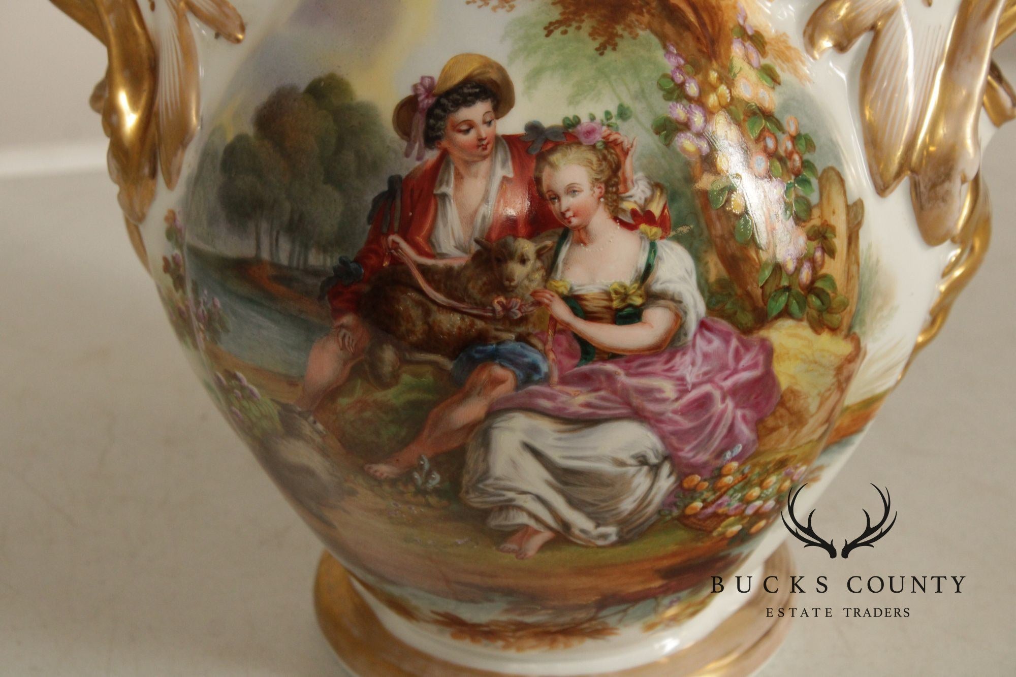 Antique Tall Old Paris Porcelain Vase