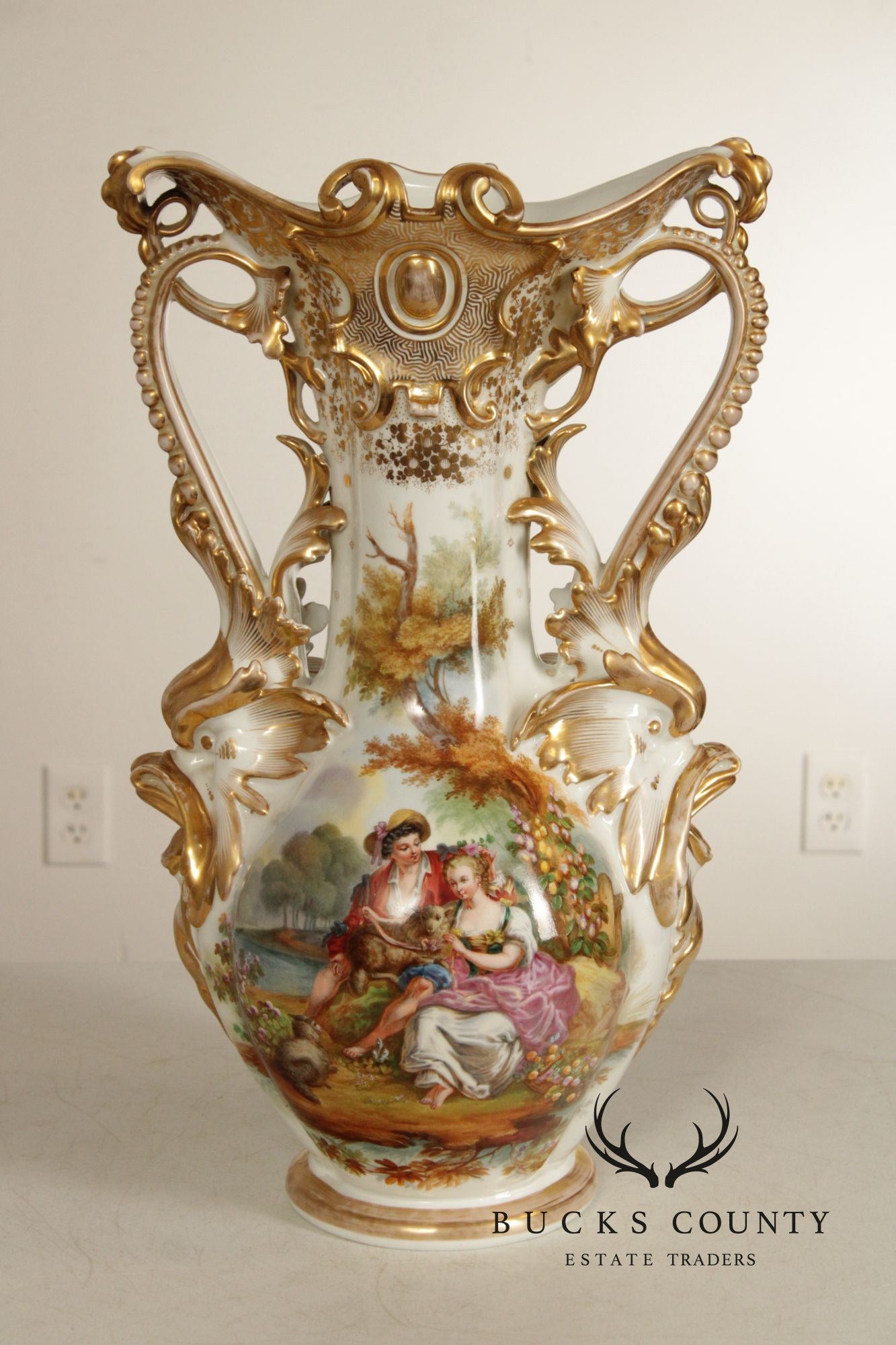 Antique Tall Old Paris Porcelain Vase