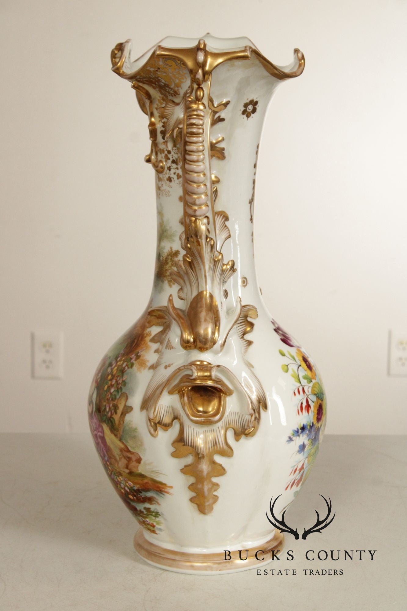 Antique Tall Old Paris Porcelain Vase