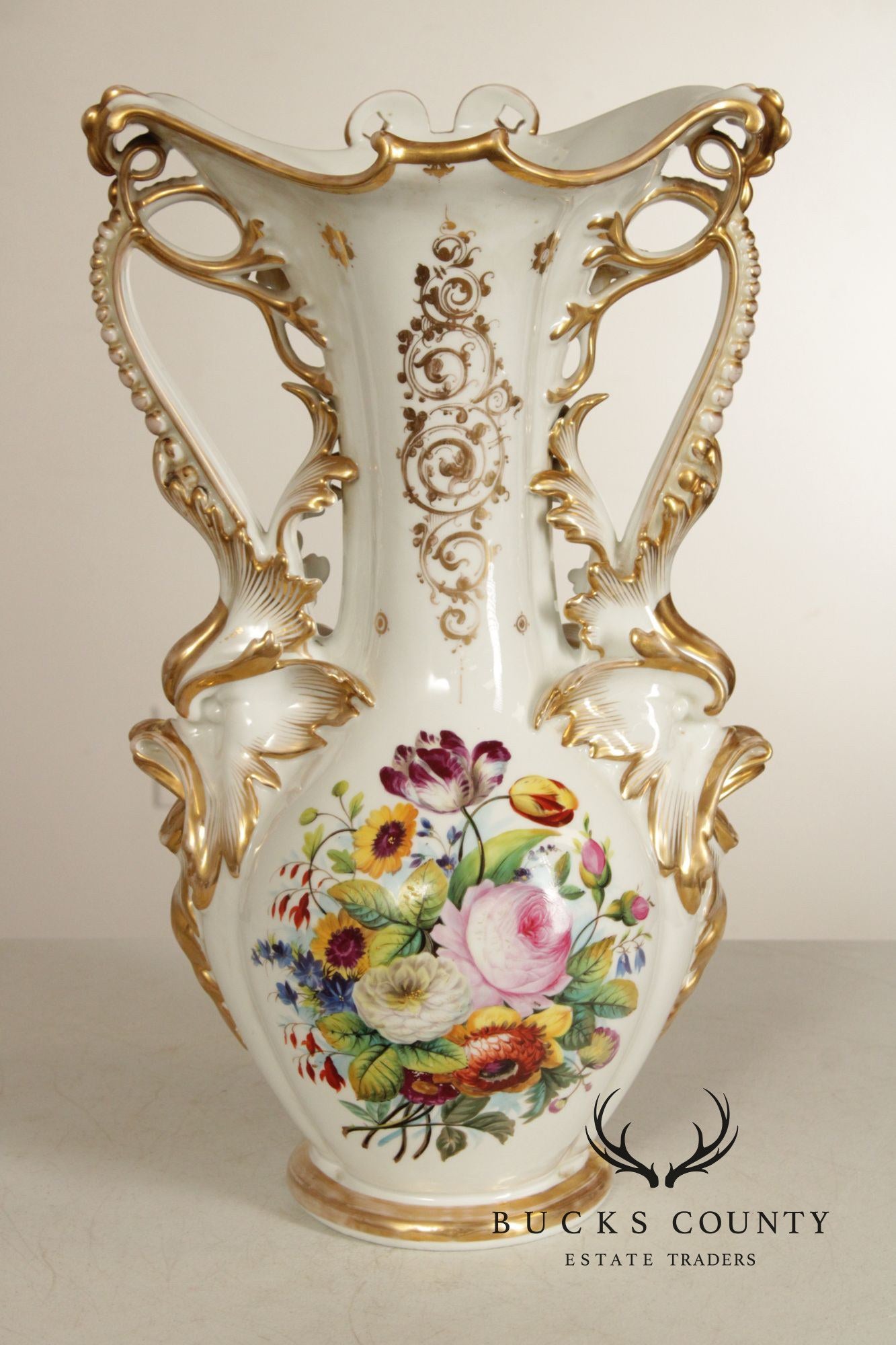 Antique Tall Old Paris Porcelain Vase