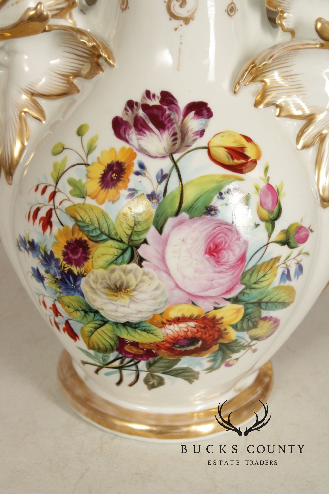 Antique Tall Old Paris Porcelain Vase
