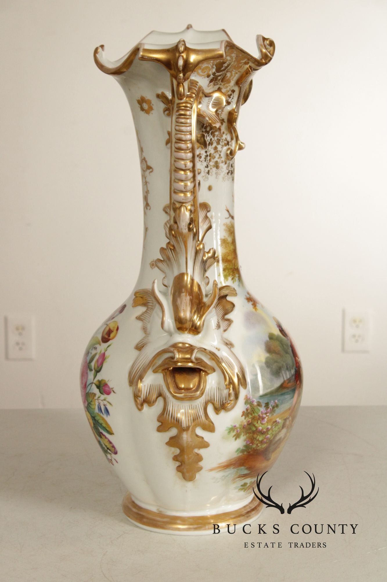 Antique Tall Old Paris Porcelain Vase