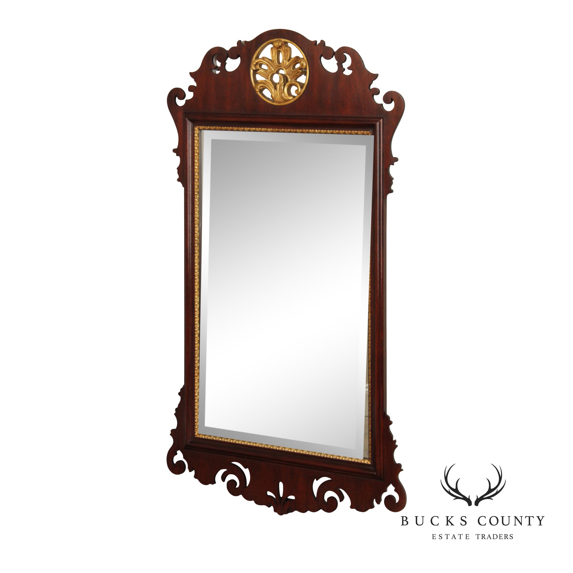 Henkel Harris Georgian Style Partial Gilt Mahogany Wall Mirror