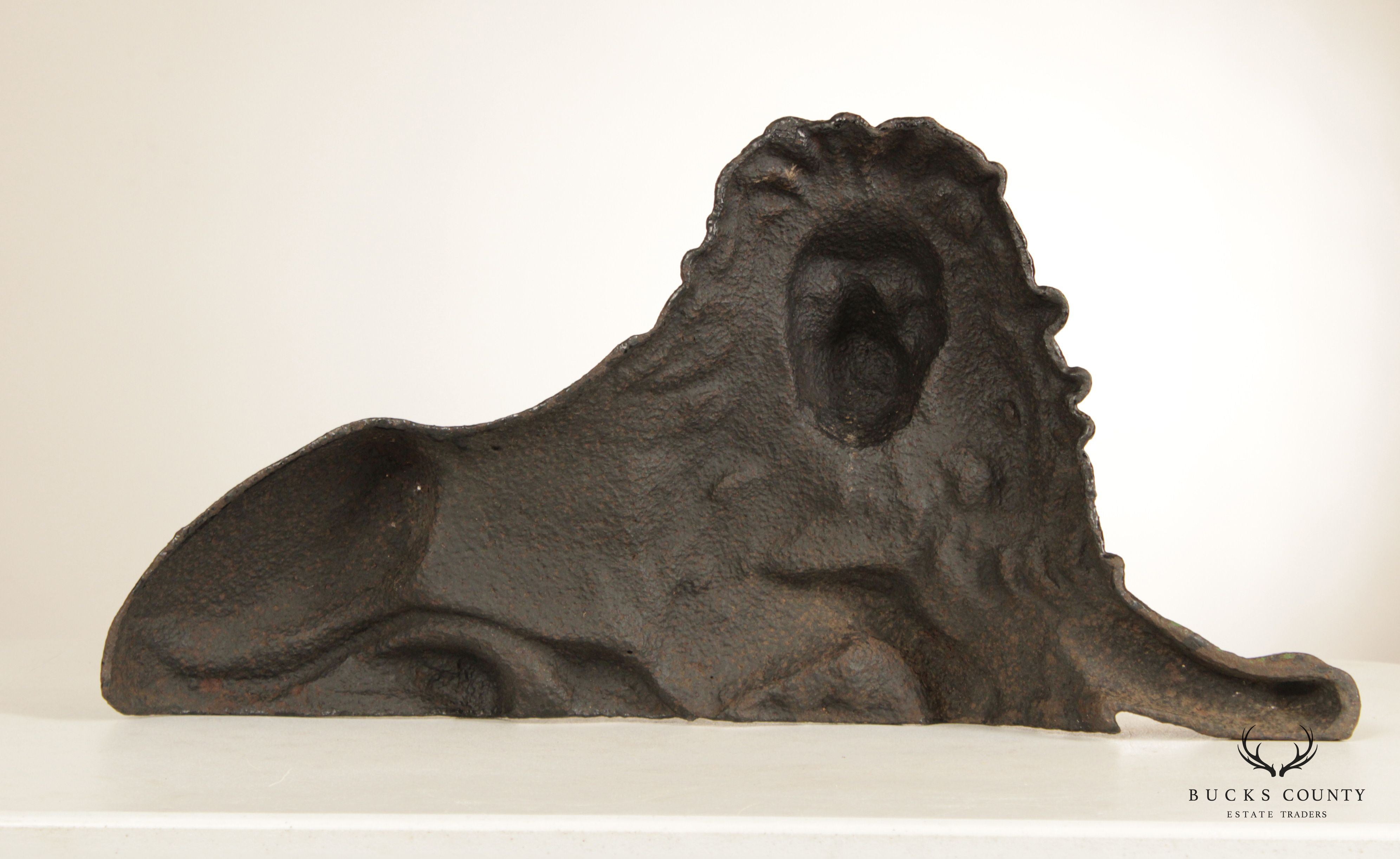 Antique Cast Iron Crouching Lion Doorstop