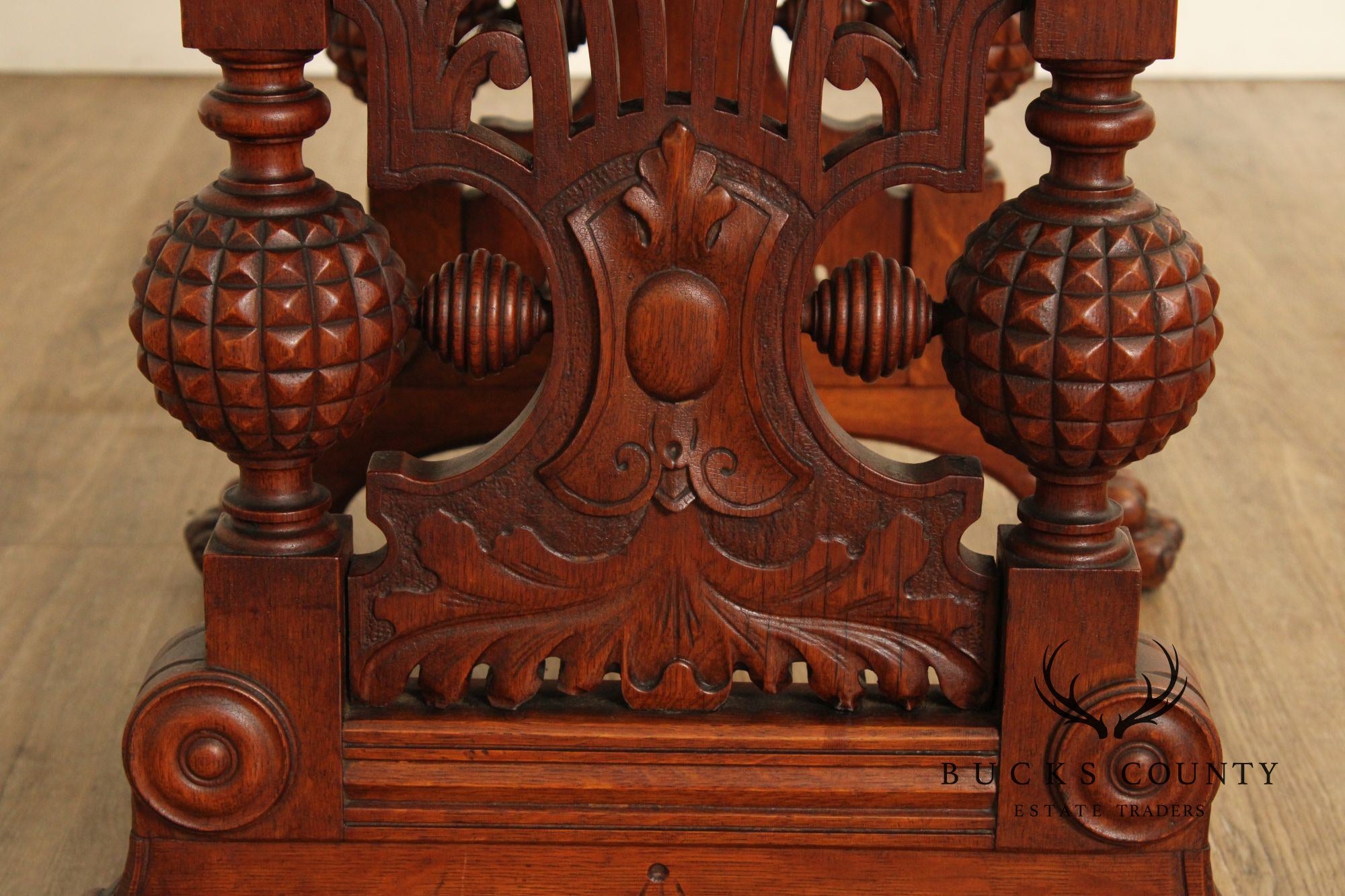 Antique Victorian Renaissance Revival Carved Oak Parlor Table
