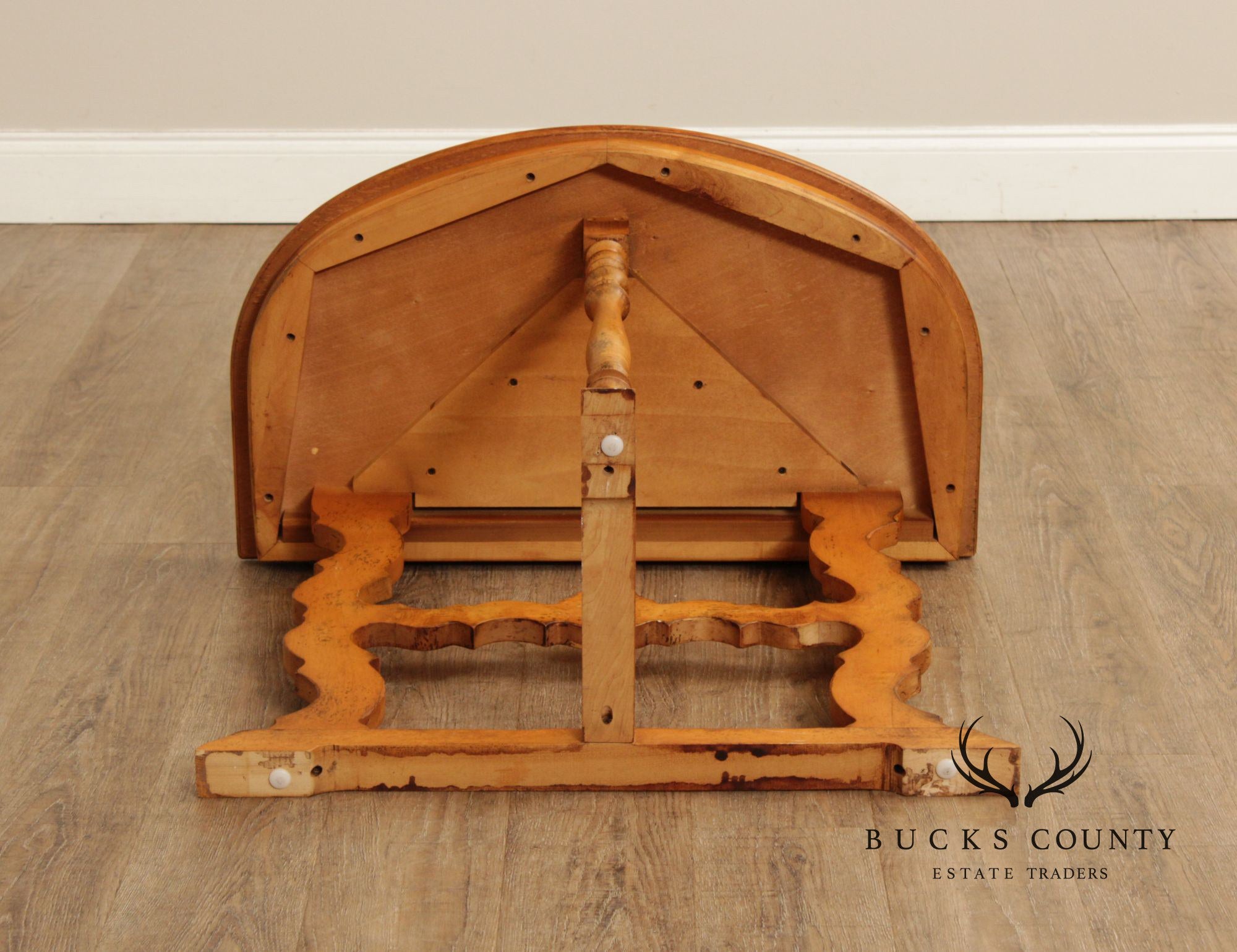 Spanish Baroque Style Pine Demilune Hall Table