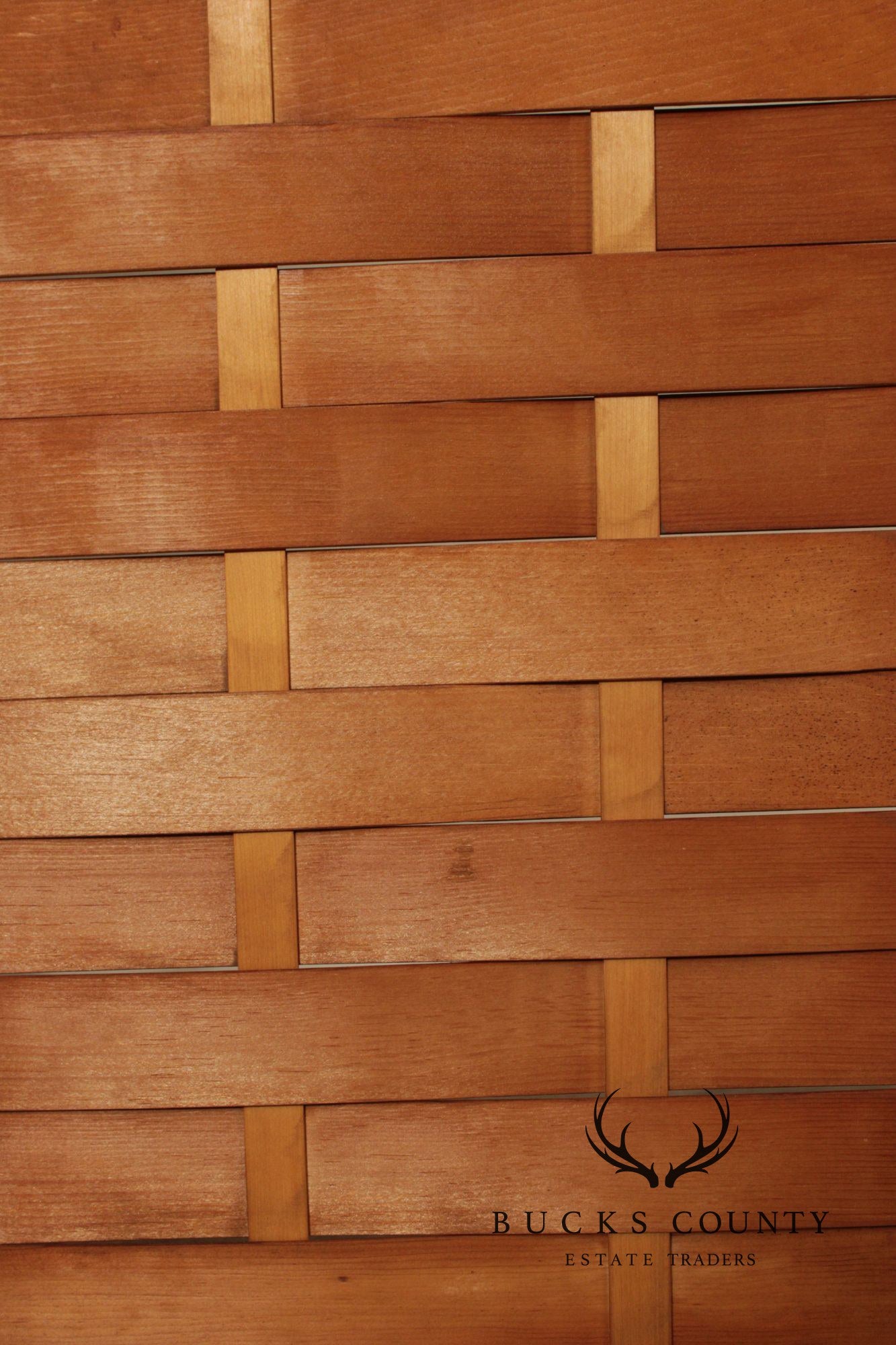 Mid Century Modern Woven Wood Four-Panel Screen