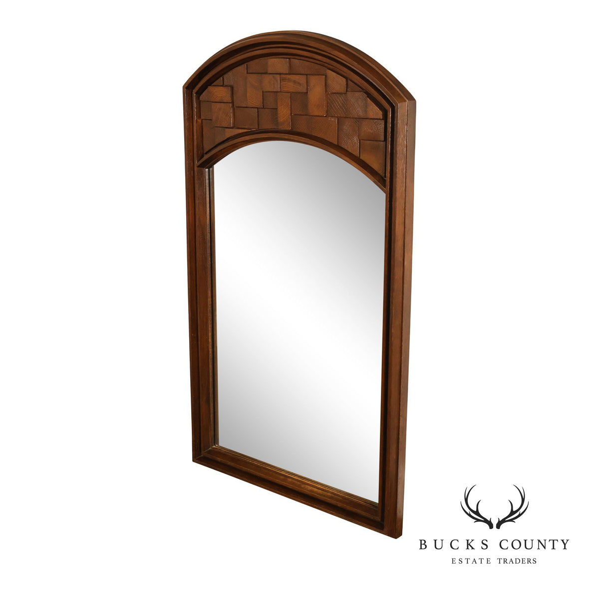 Mid Century Modern Brutalist Arched Wall Mirror