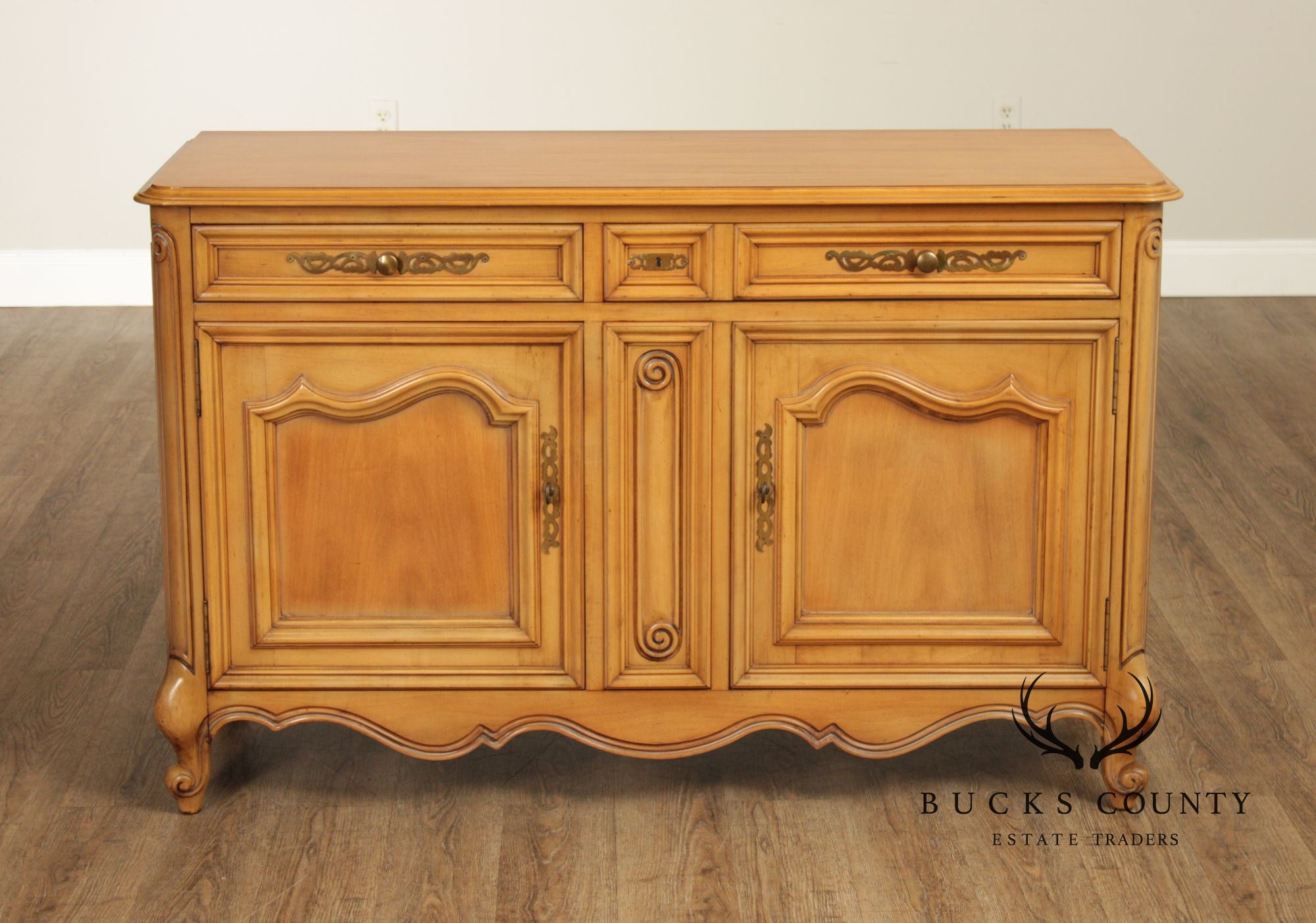 J.L. Metz Furniture French Louis XV Style Fruitwood Server Cabinet
