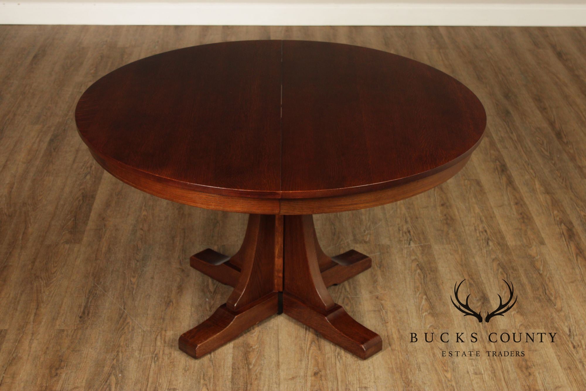 Stickley Mission Style Oak Pedestal Dining Table