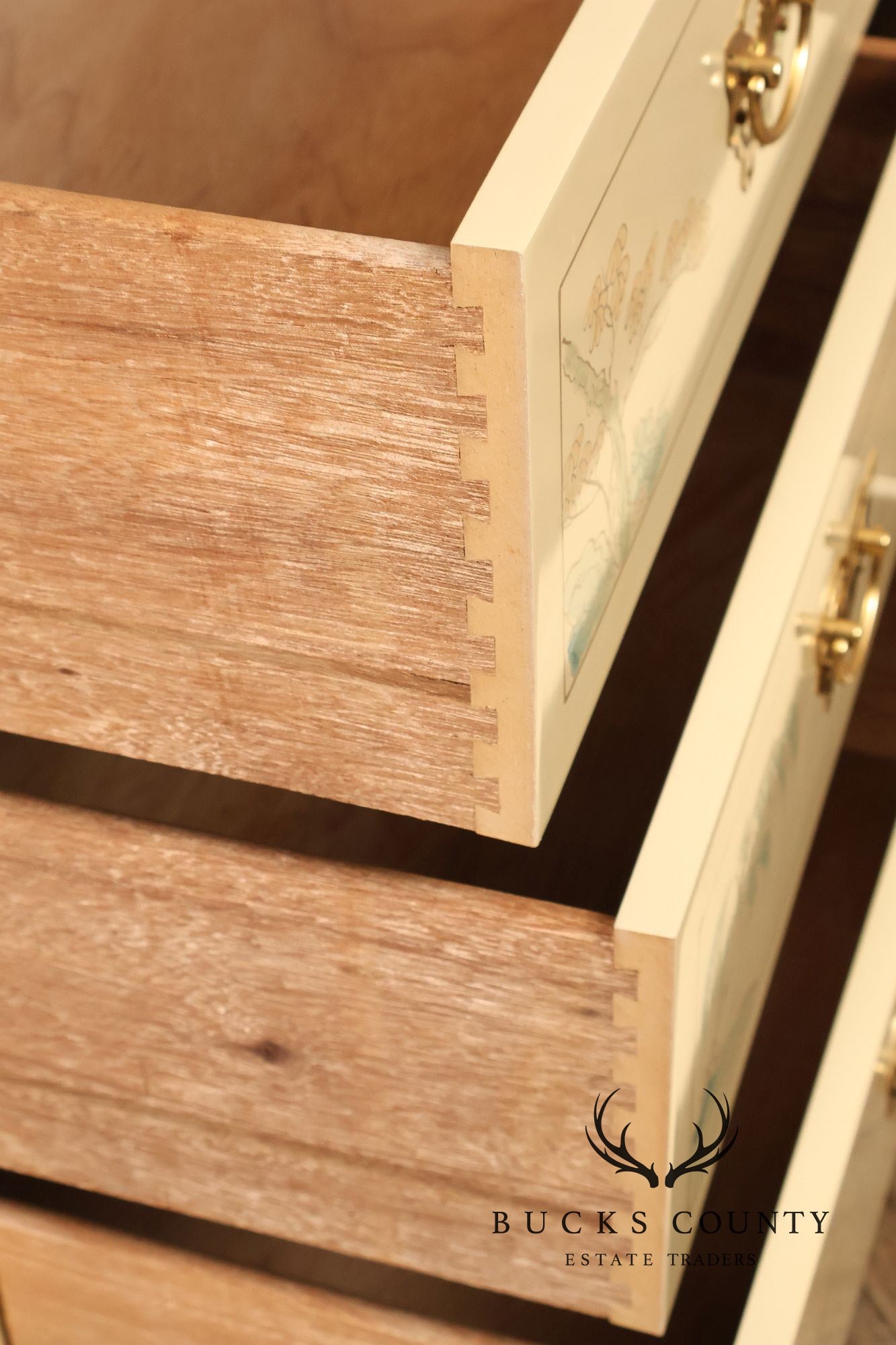 Painted Chinoiserie Style Dresser With Brass Hardware