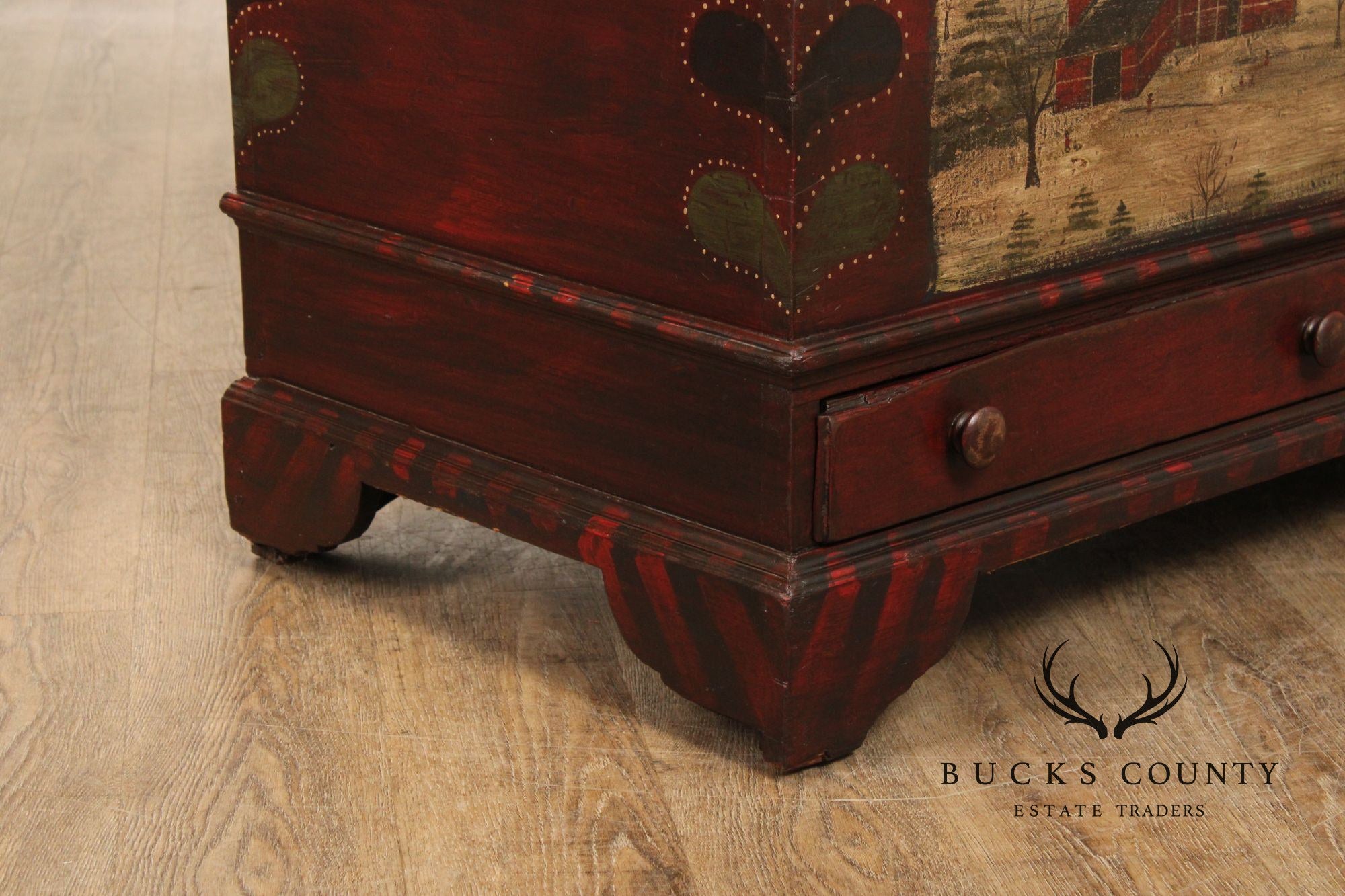 Antique Folk Art Painted Blanket Chest