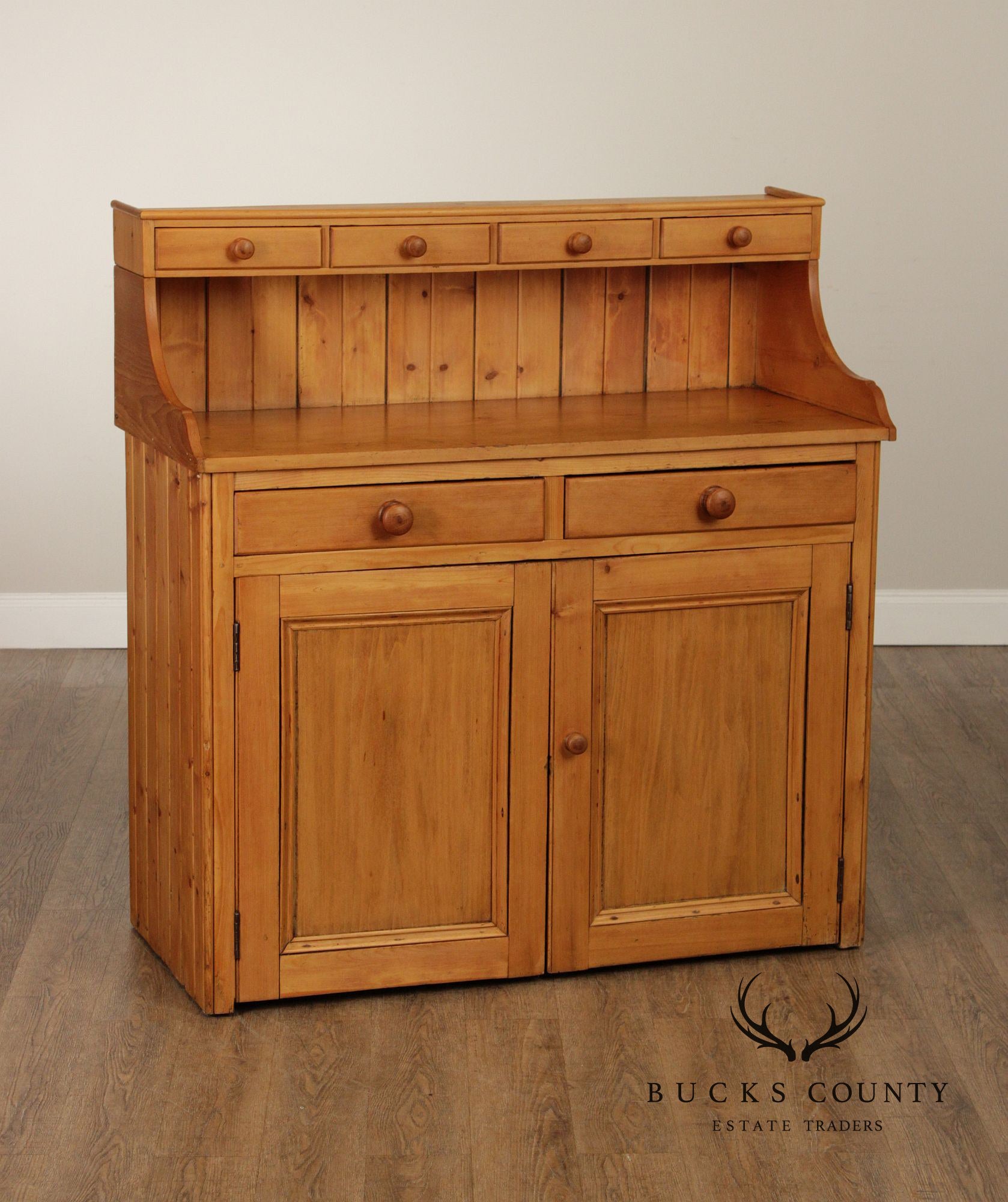 English Pine Step Back Hutch Dry Sink Cabinet