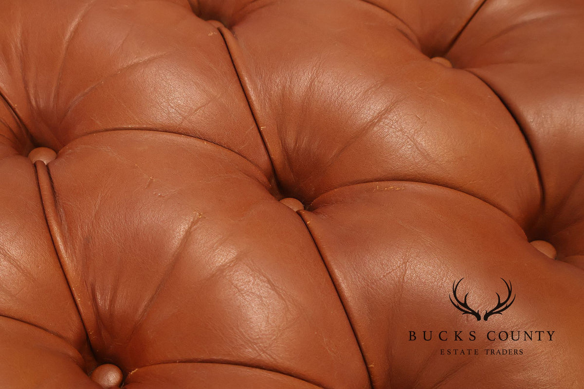 Leathercraft Tufted Leather Ottoman