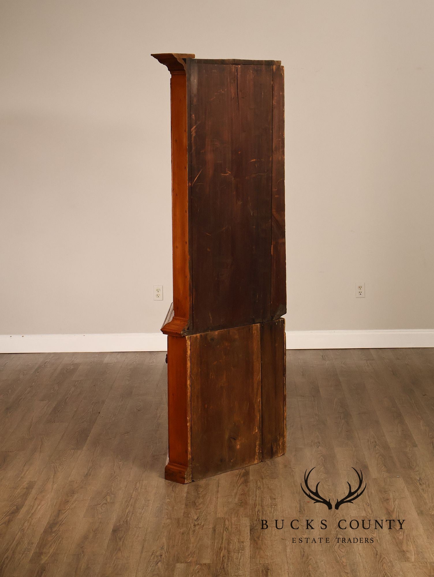 Antique Primitive Pine Single Door Corner Cabinet