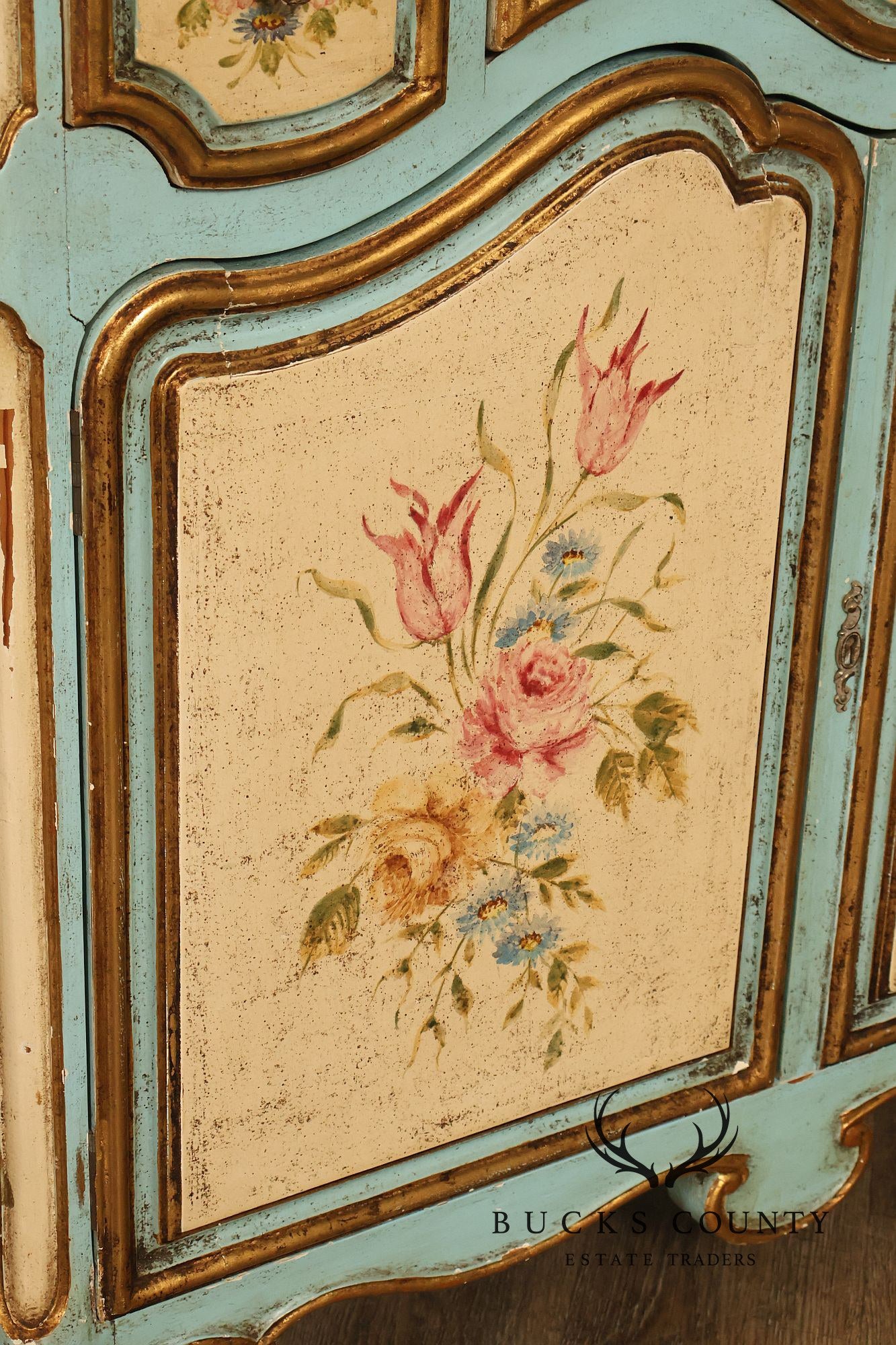 Venetian Style Hand Painted Florentine Cabinet On Stand