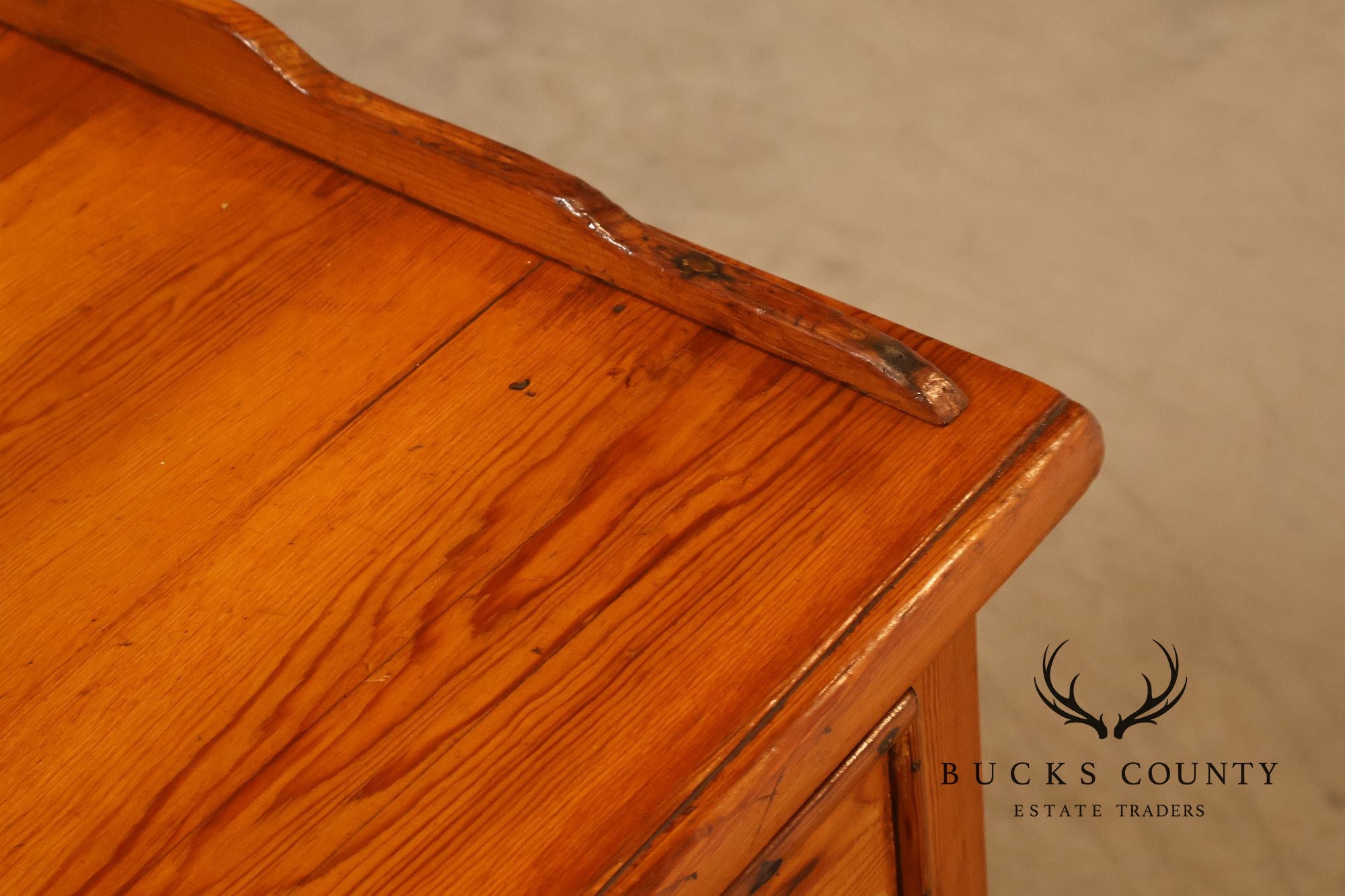 Antique Rustic Pine Five Drawer Work Table Or Dressing Table