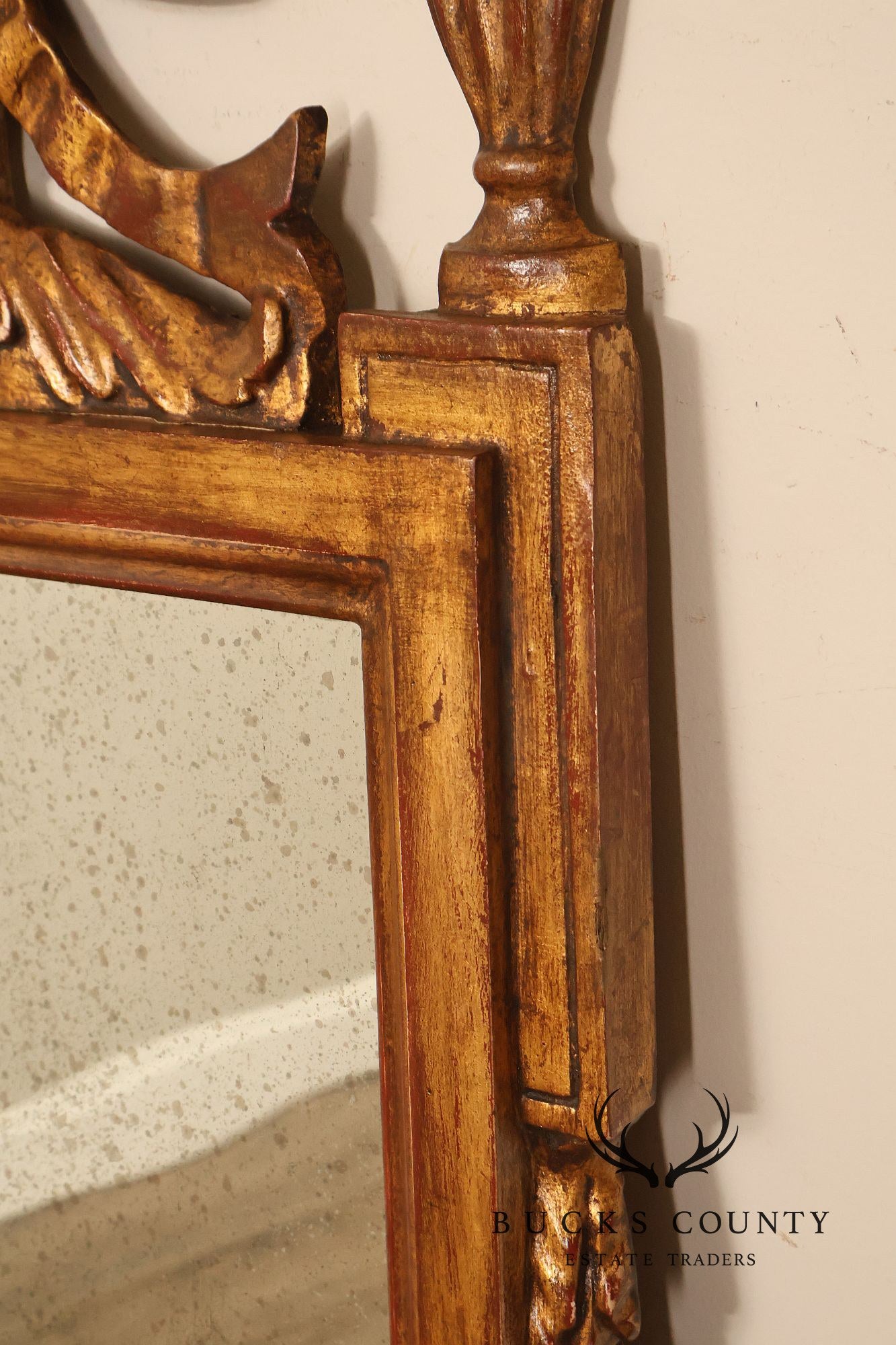 Italian Giltwood Narrow Vintage Wall Mirror Mirror