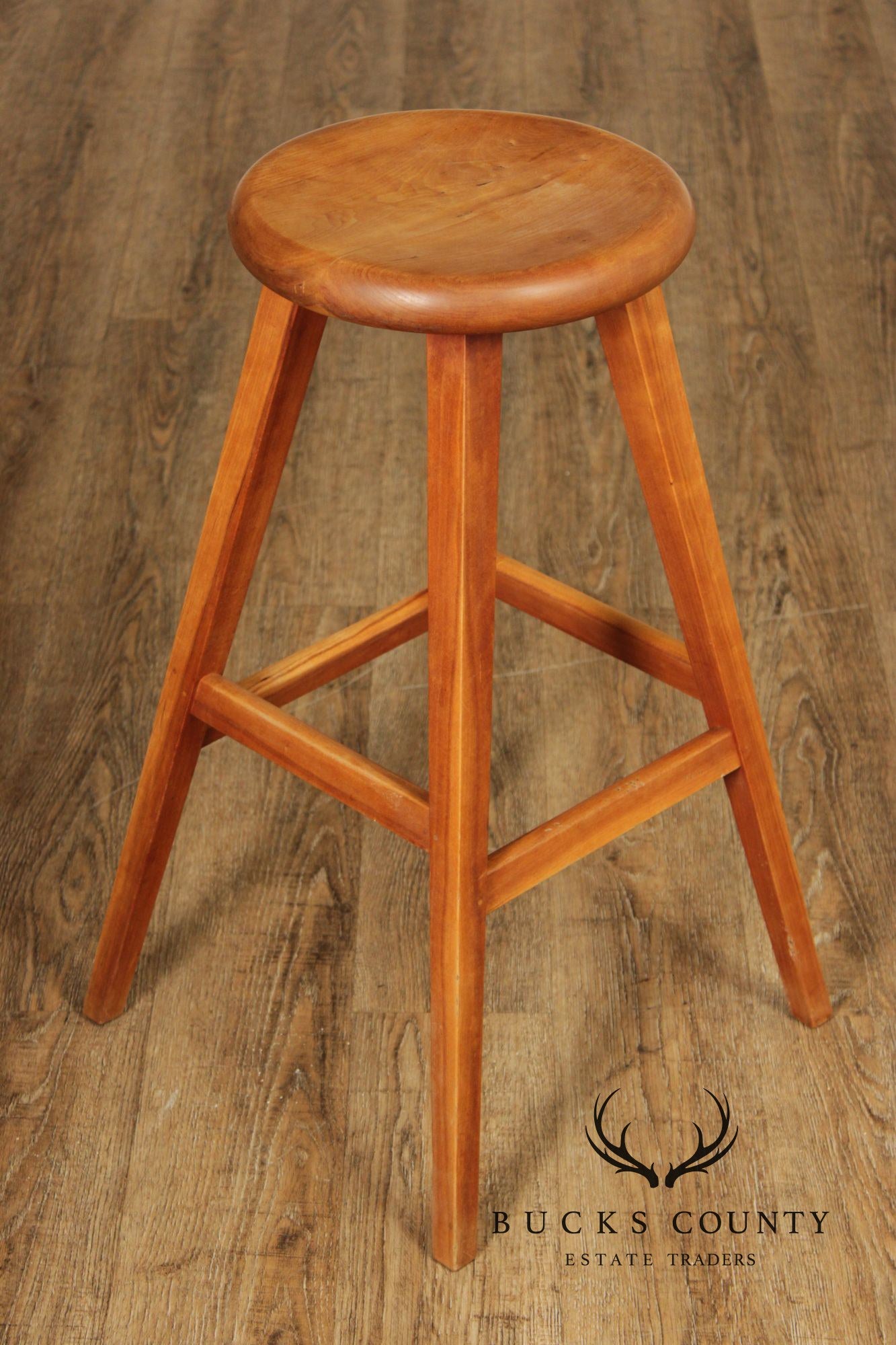 Thomas Moser Pair Of Cherry Splay Leg Counter Stools