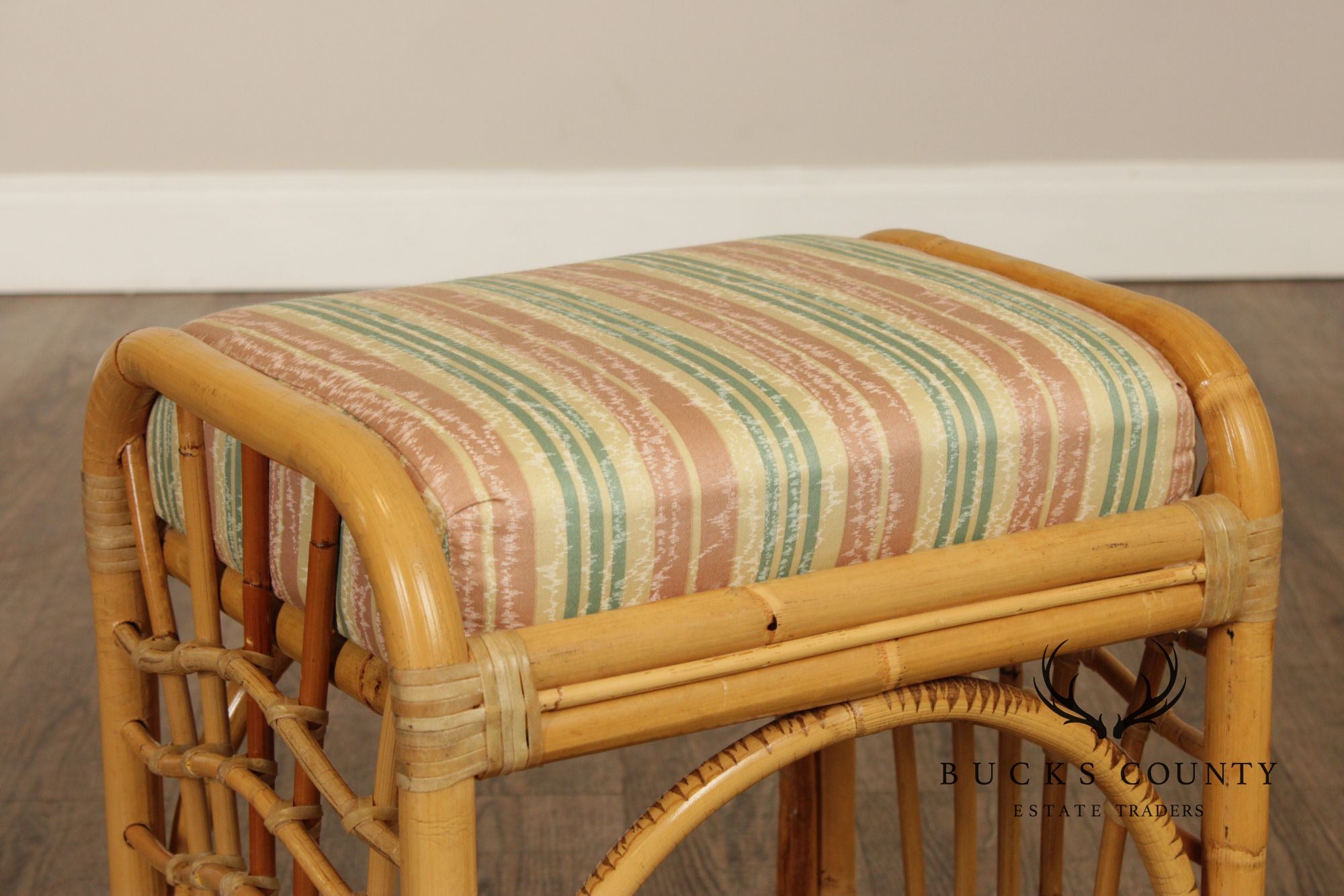 Vintage Hollywood Regency Bamboo Bench