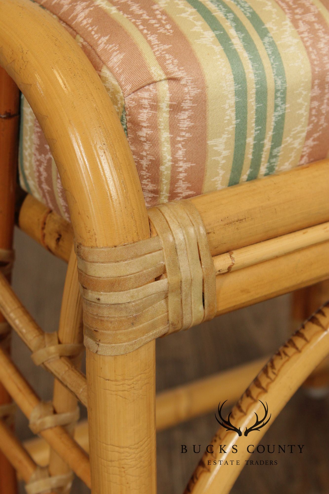 Vintage Hollywood Regency Bamboo Bench