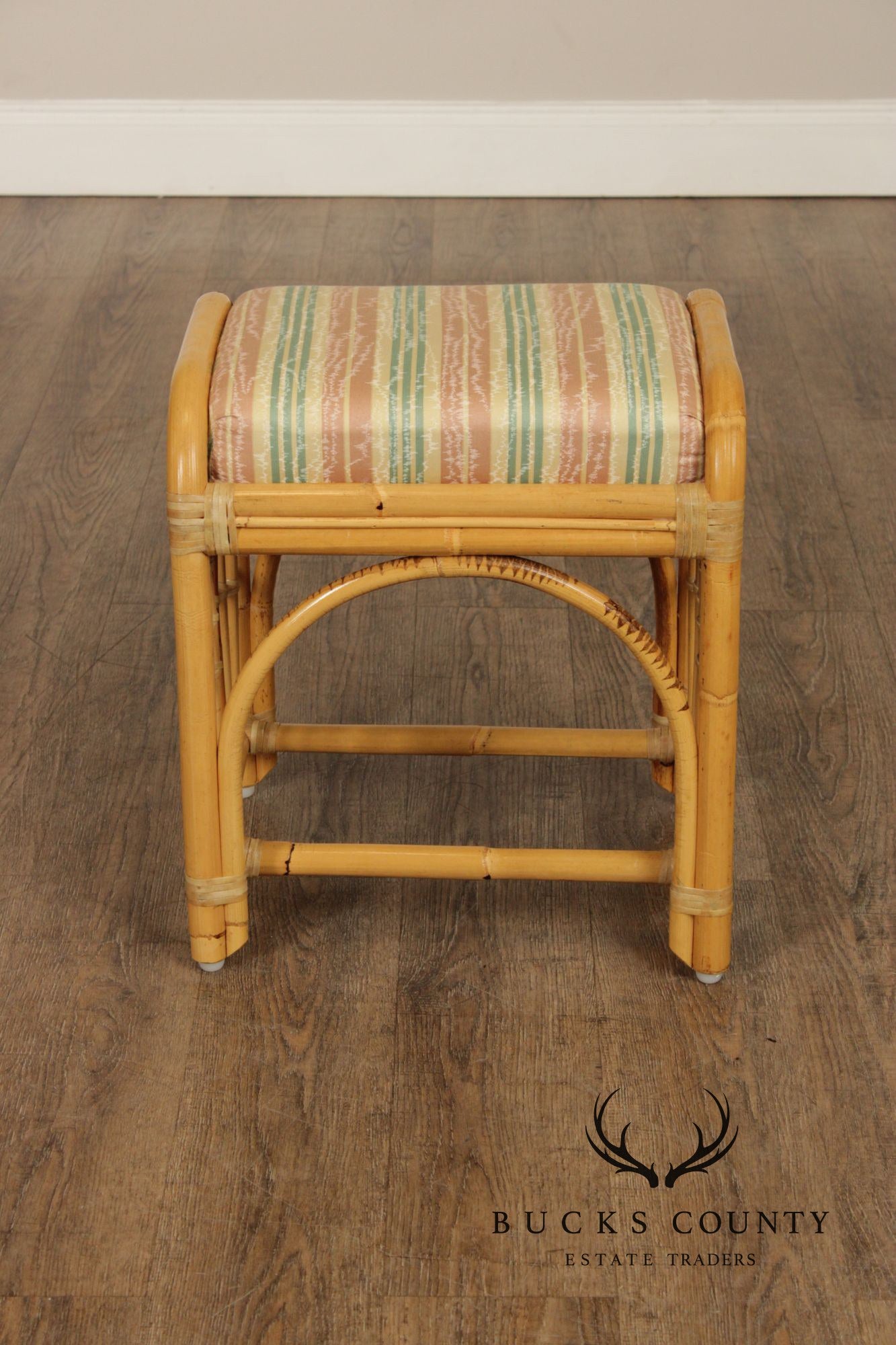 Vintage Hollywood Regency Bamboo Bench