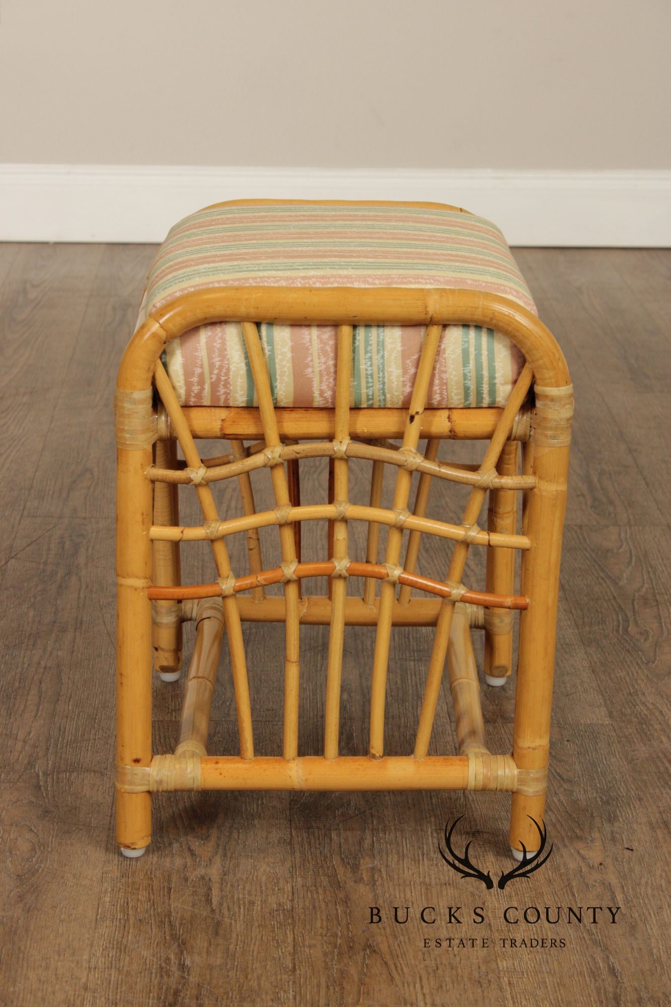 Vintage Hollywood Regency Bamboo Bench