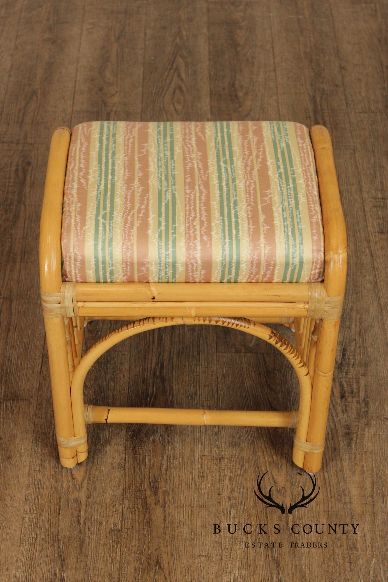 Vintage Hollywood Regency Bamboo Bench