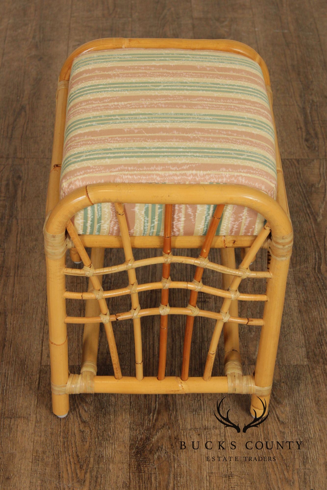 Vintage Hollywood Regency Bamboo Bench