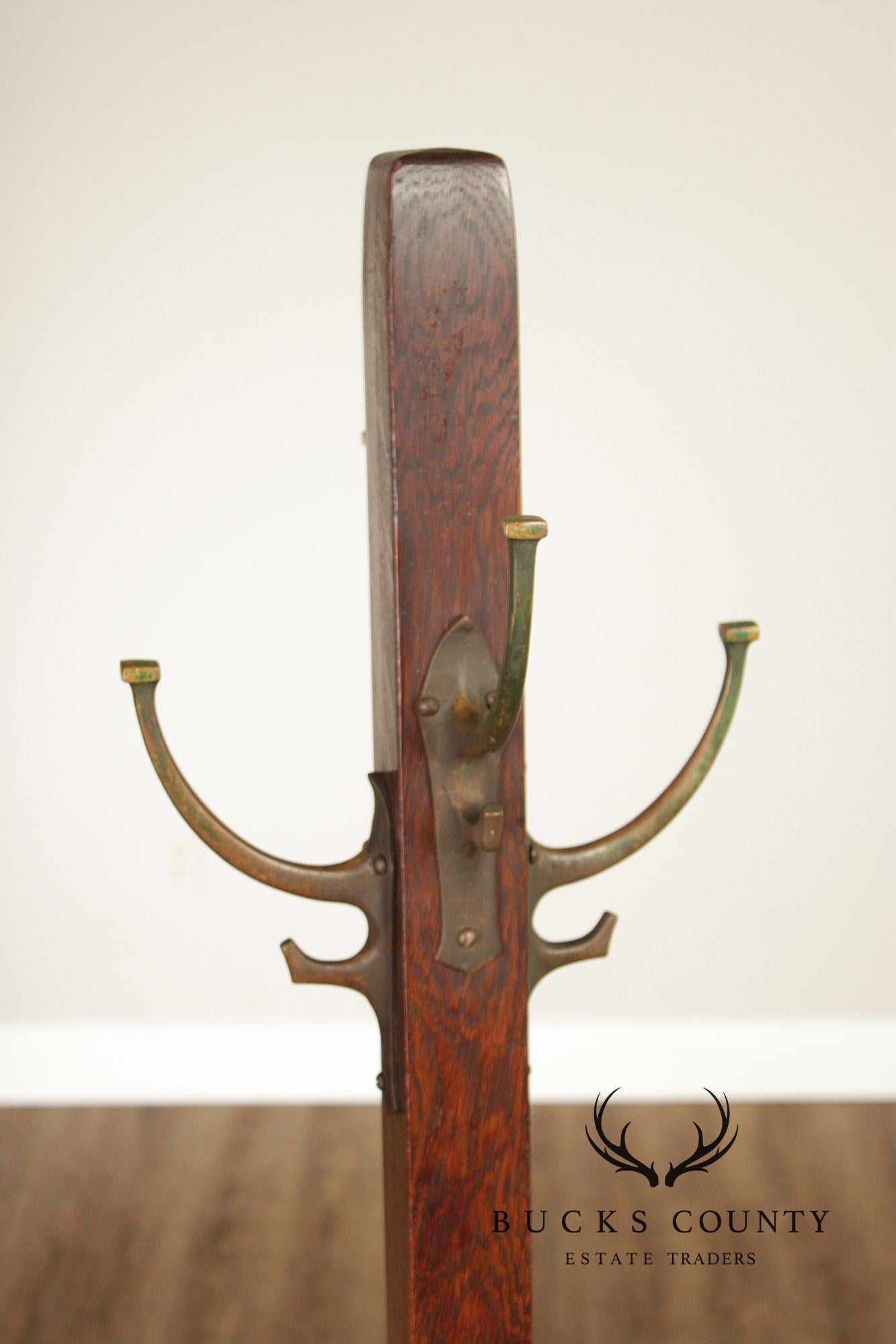 Antique L. & J.G. Stickley Mission Oak Coat Rack Hall Tree