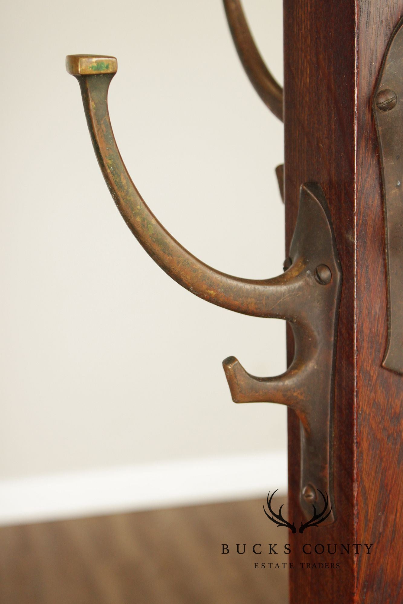 Antique L. & J.G. Stickley Mission Oak Coat Rack Hall Tree