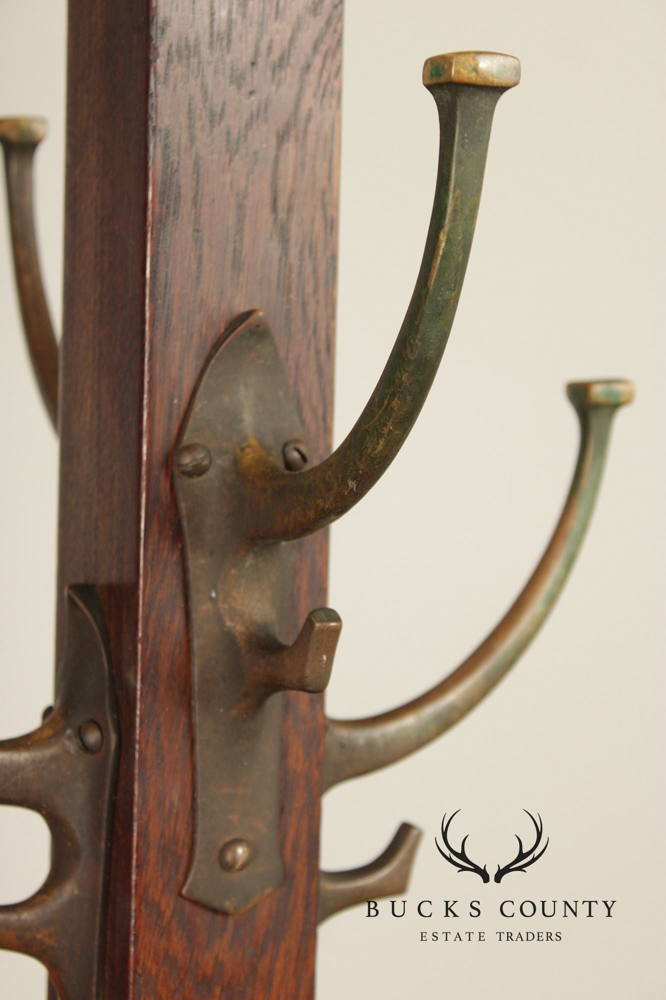 Antique L. & J.G. Stickley Mission Oak Coat Rack Hall Tree