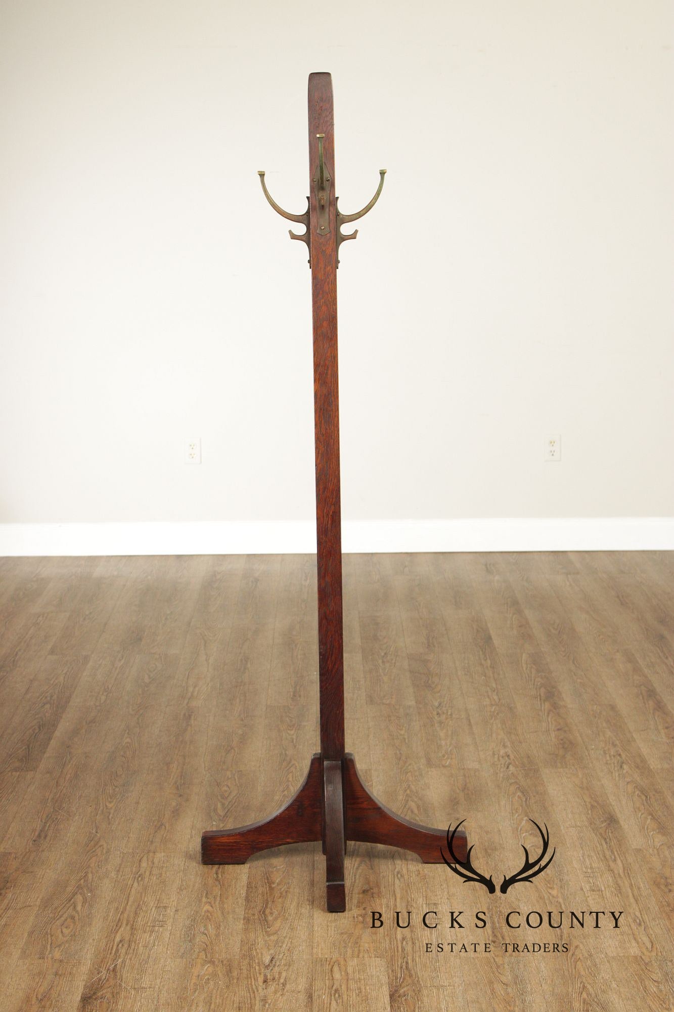 Antique L. & J.G. Stickley Mission Oak Coat Rack Hall Tree