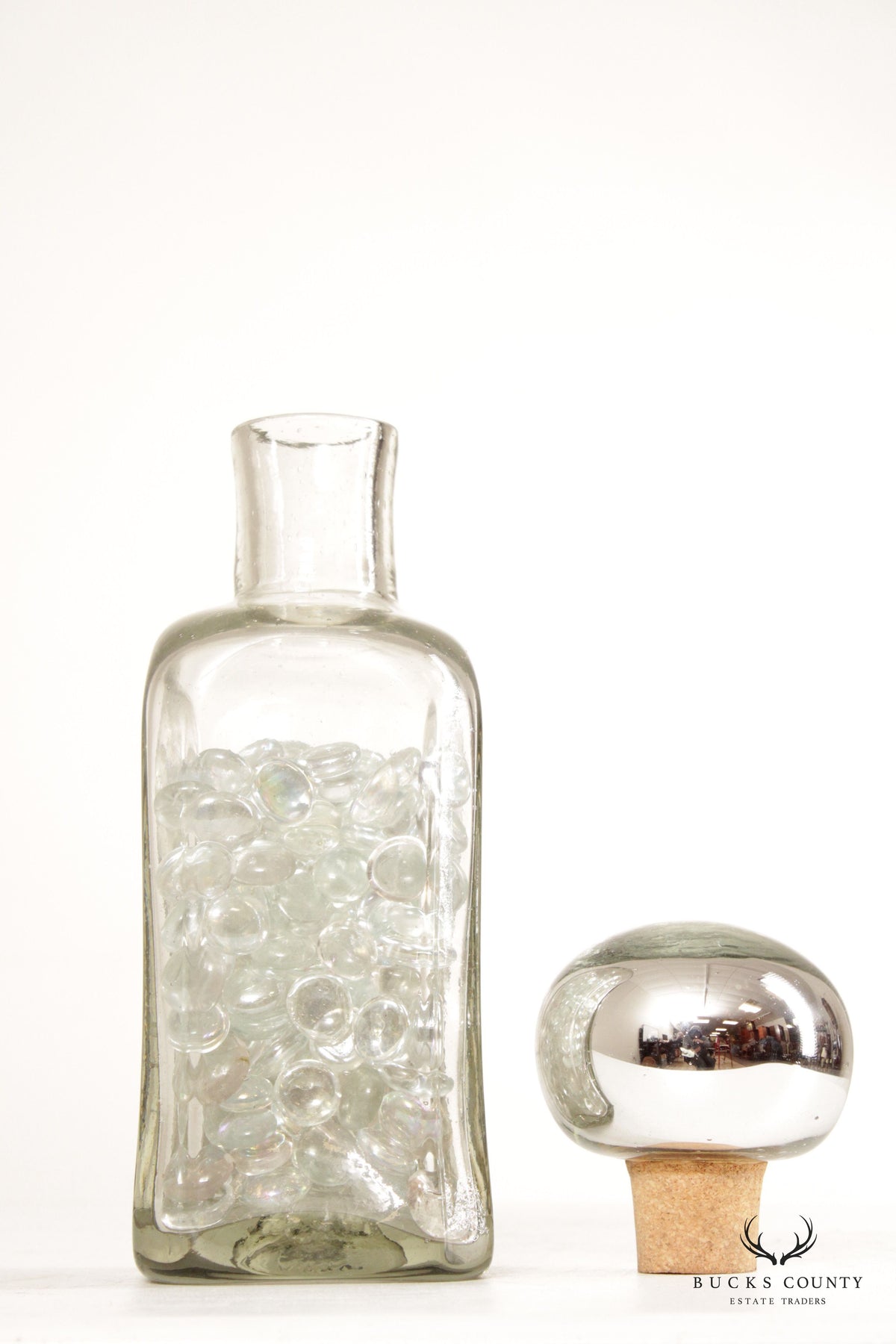 Mexican Vintage Blown Glass Stoppered Bottle or Decanter