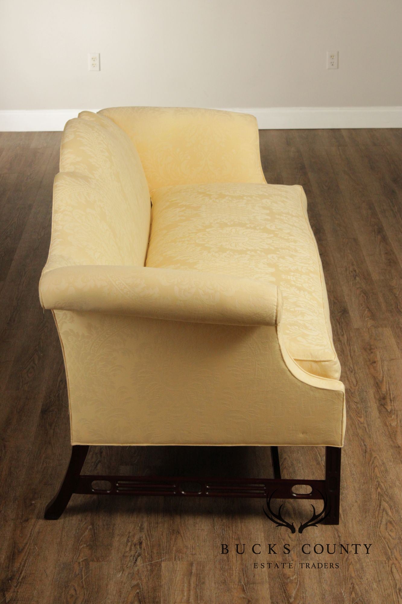 Southwood Mahogany Chippendale Style Upholstered Camelback Sofa