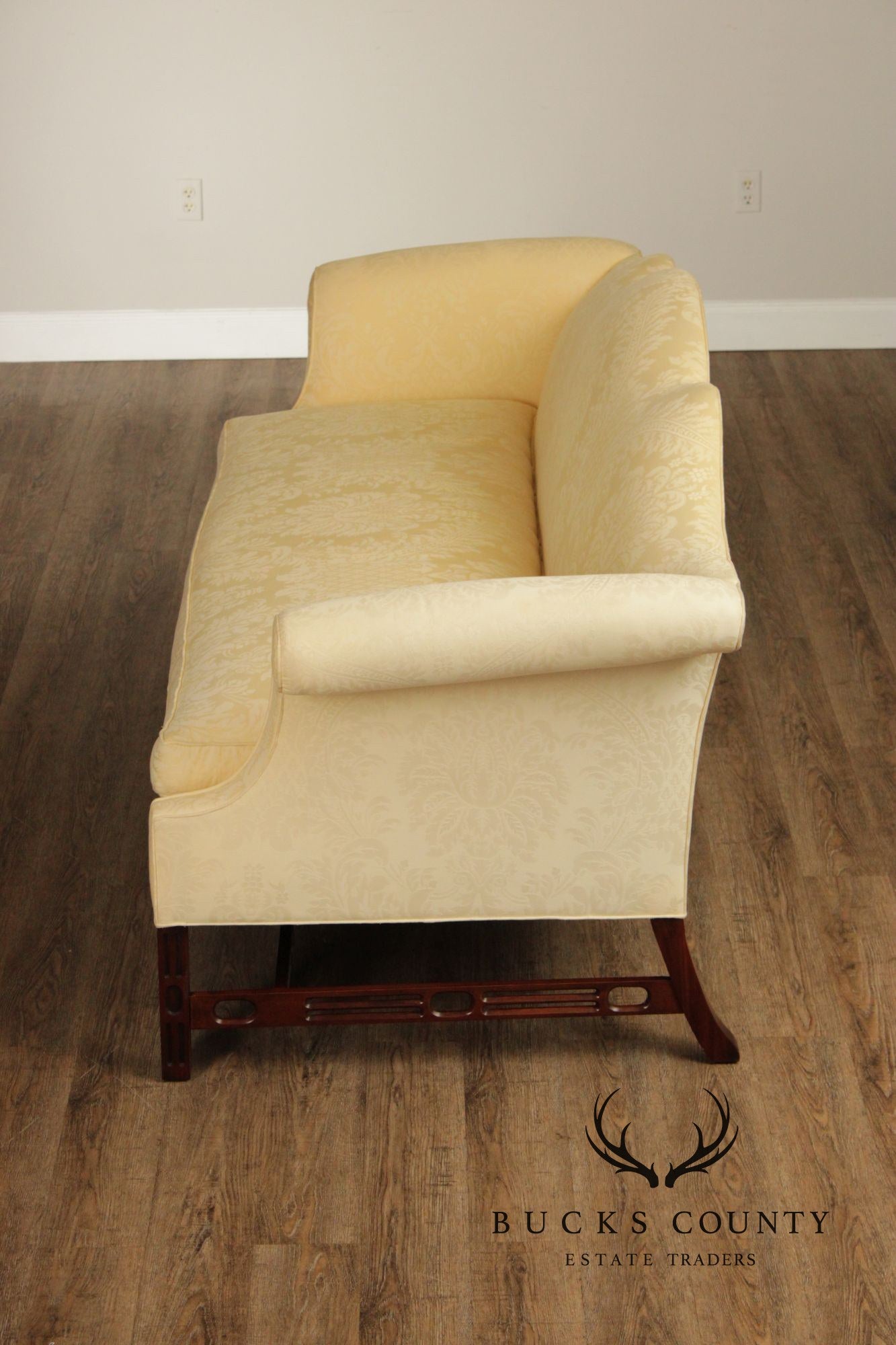 Southwood Mahogany Chippendale Style Upholstered Camelback Sofa