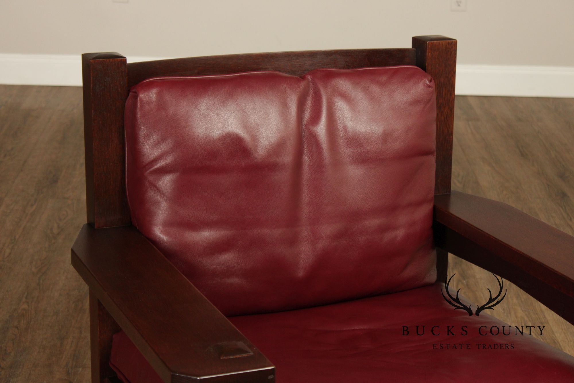 Stickley Mission Collection Oak And Red Leather Eastwood Chair
