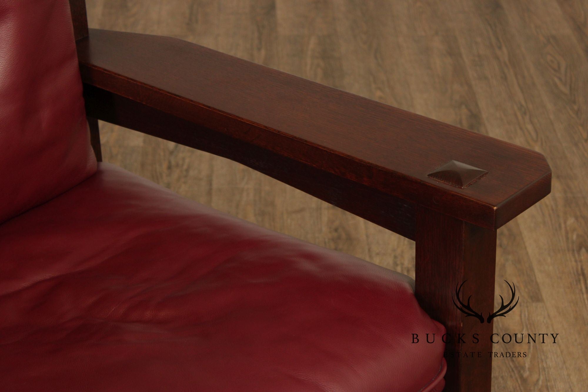 Stickley Mission Collection Oak And Red Leather Eastwood Chair