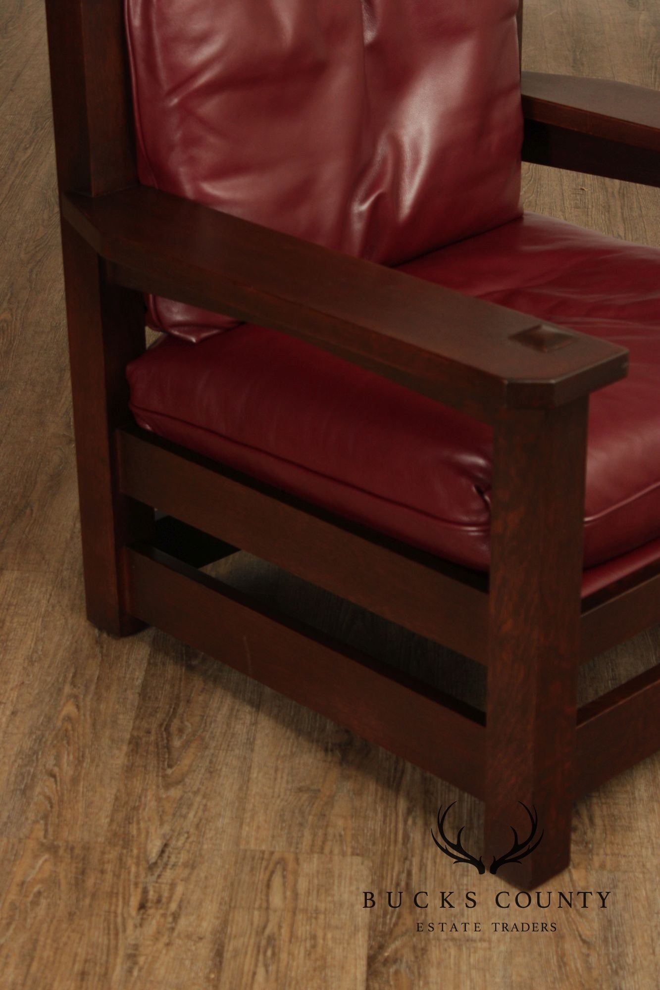 Stickley Mission Collection Oak And Red Leather Eastwood Chair