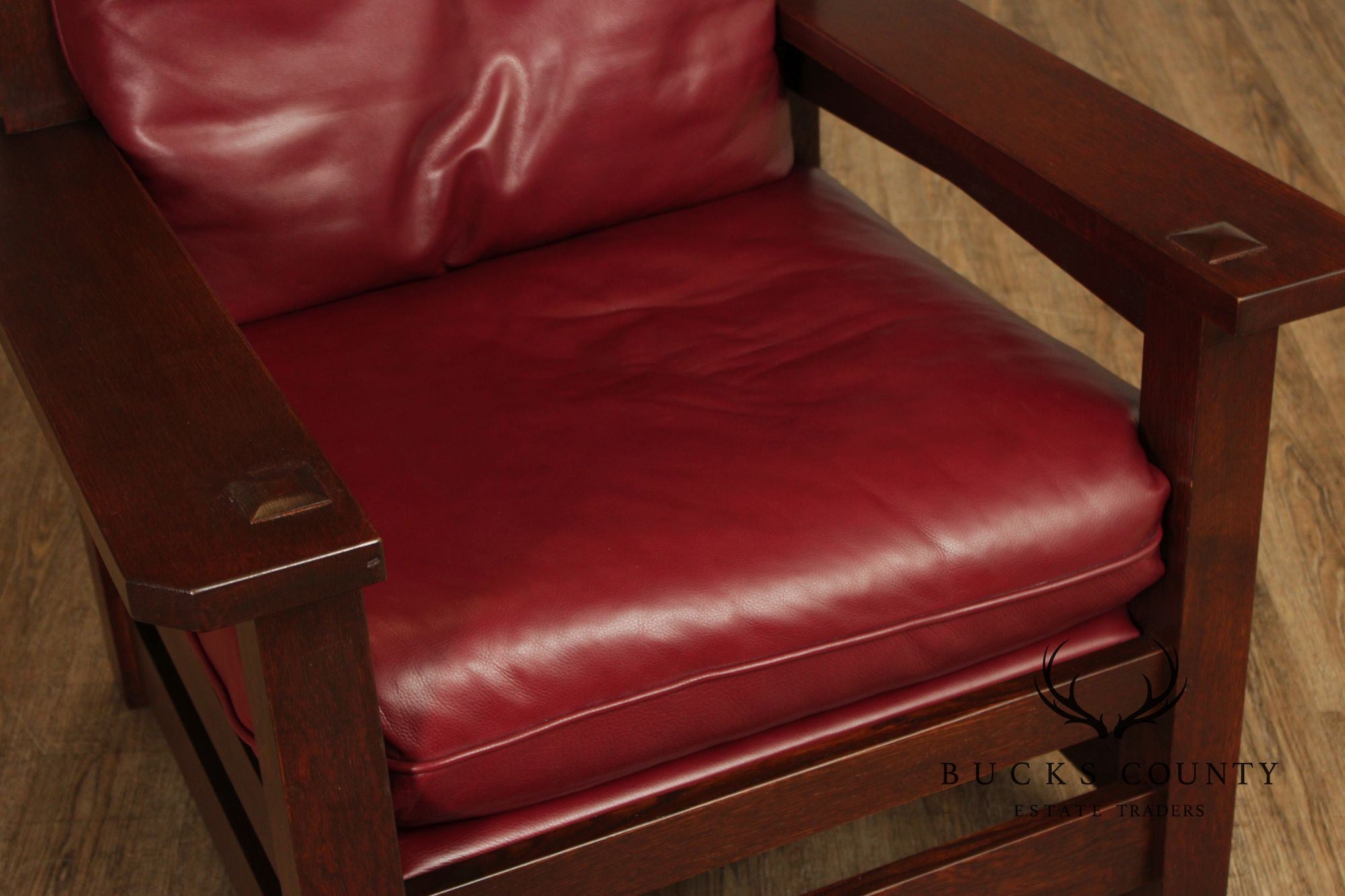 Stickley Mission Collection Oak And Red Leather Eastwood Chair