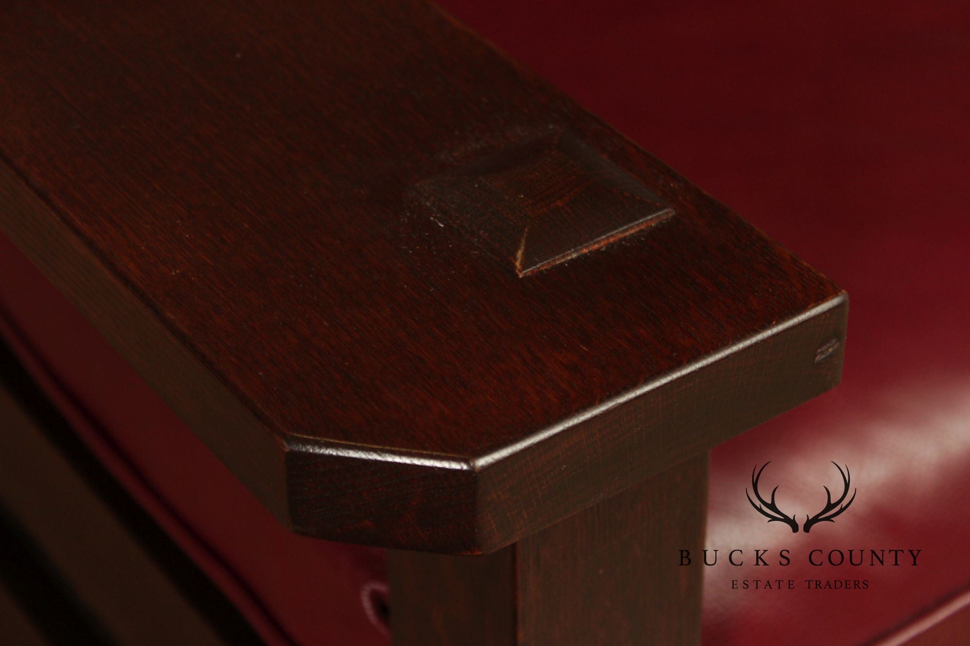 Stickley Mission Collection Oak And Red Leather Eastwood Chair
