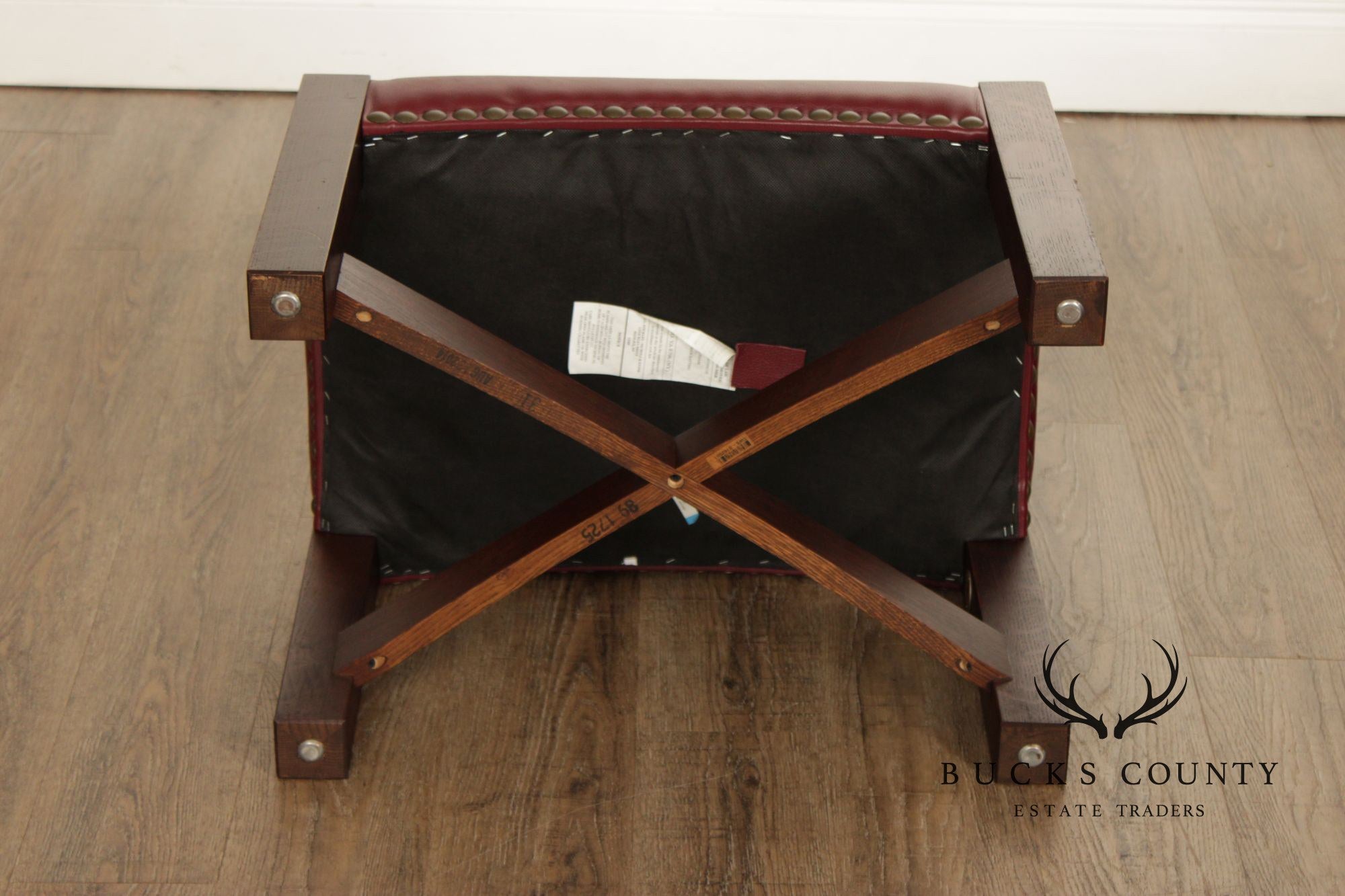 Stickley Mission Collection Oak Eastwood Footstool With Red Leather Upholstery