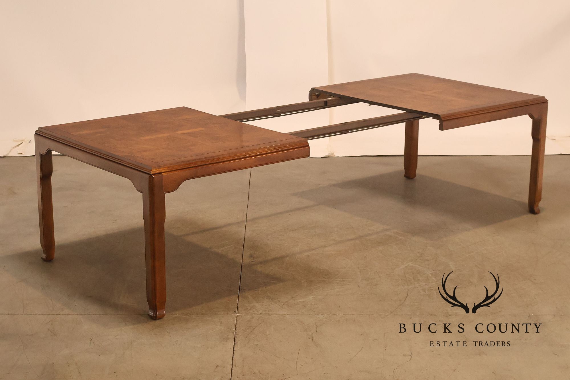 Century Furniture Chin Hua Burl Wood Parsons Expandable Dining Table