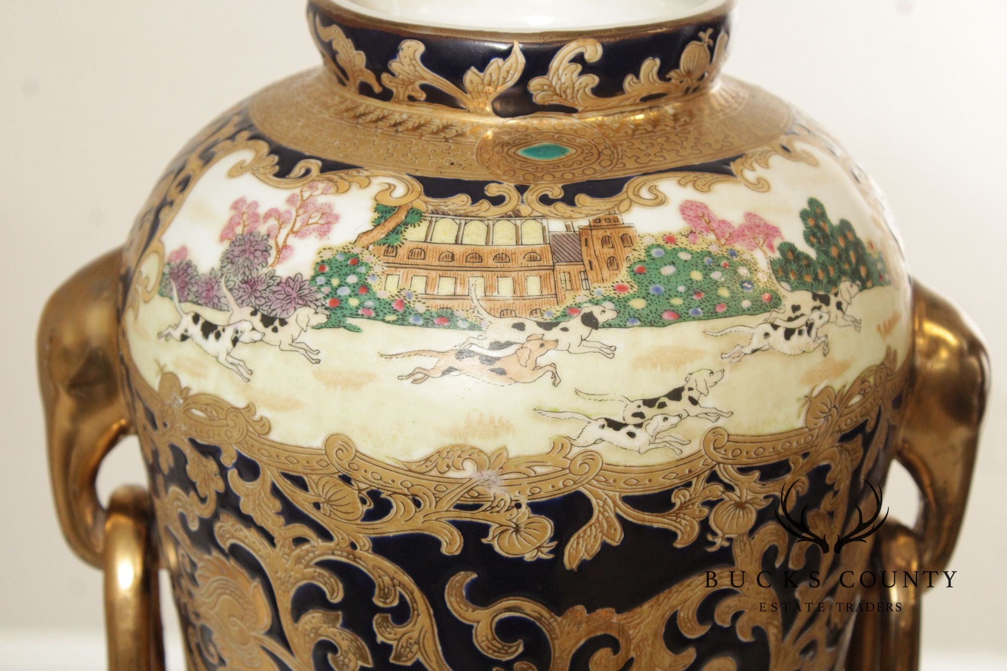 Vintage Chinese Pair of Satsuma Floor Vases