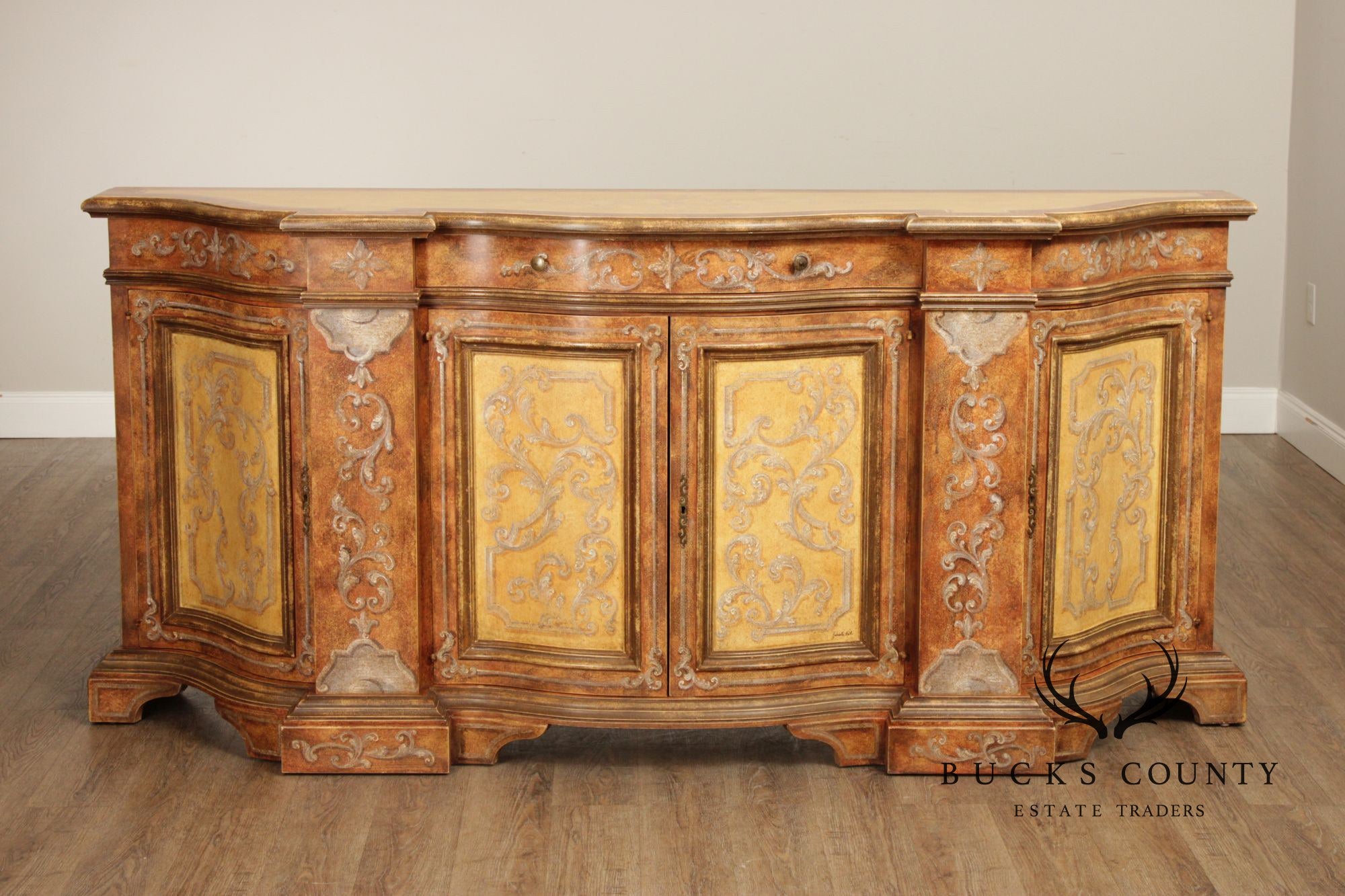 Decorative Crafts Inc Italian Style Hand Painted Credenza Sideboard