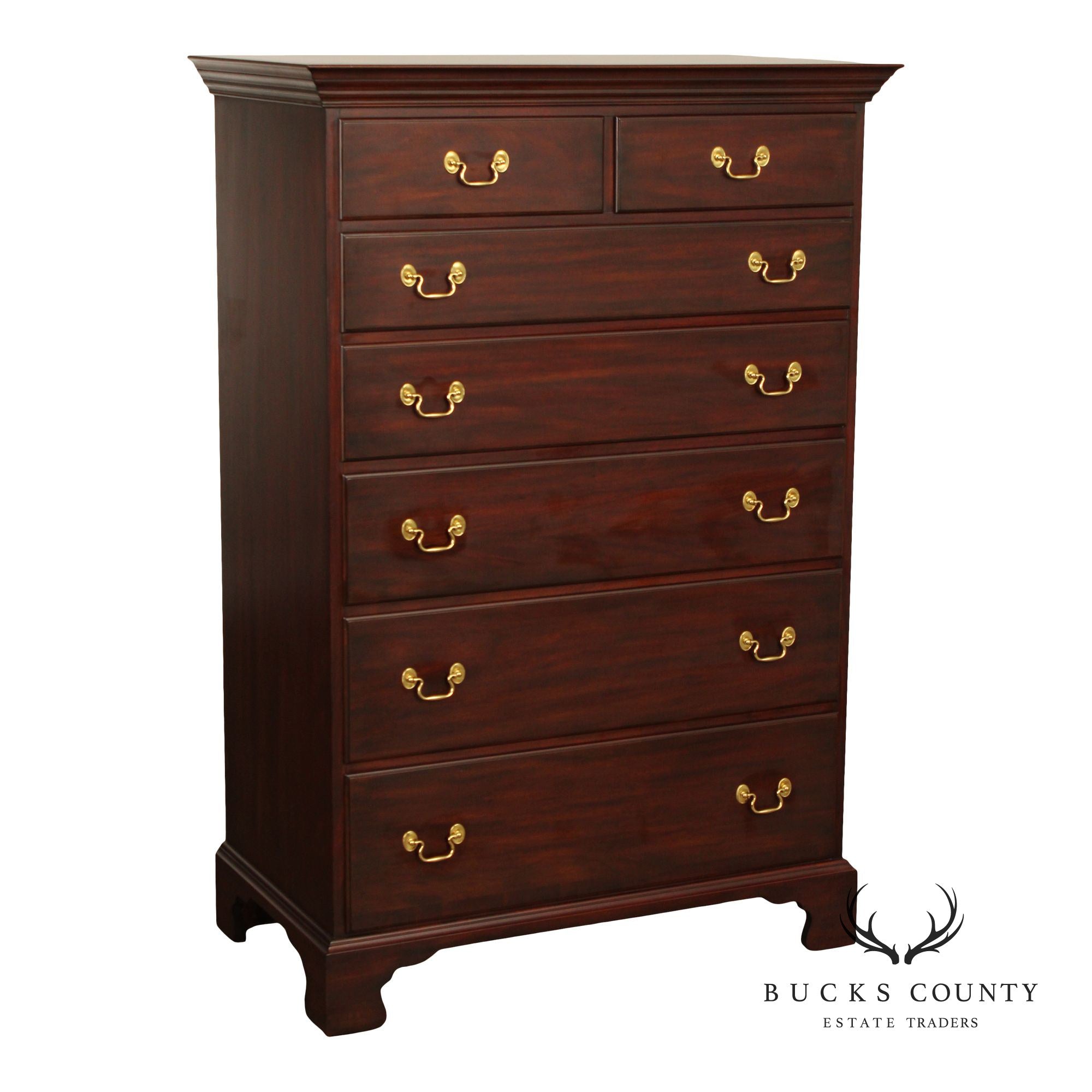 Henkel Harris Georgian Style Mahogany Tall Chest