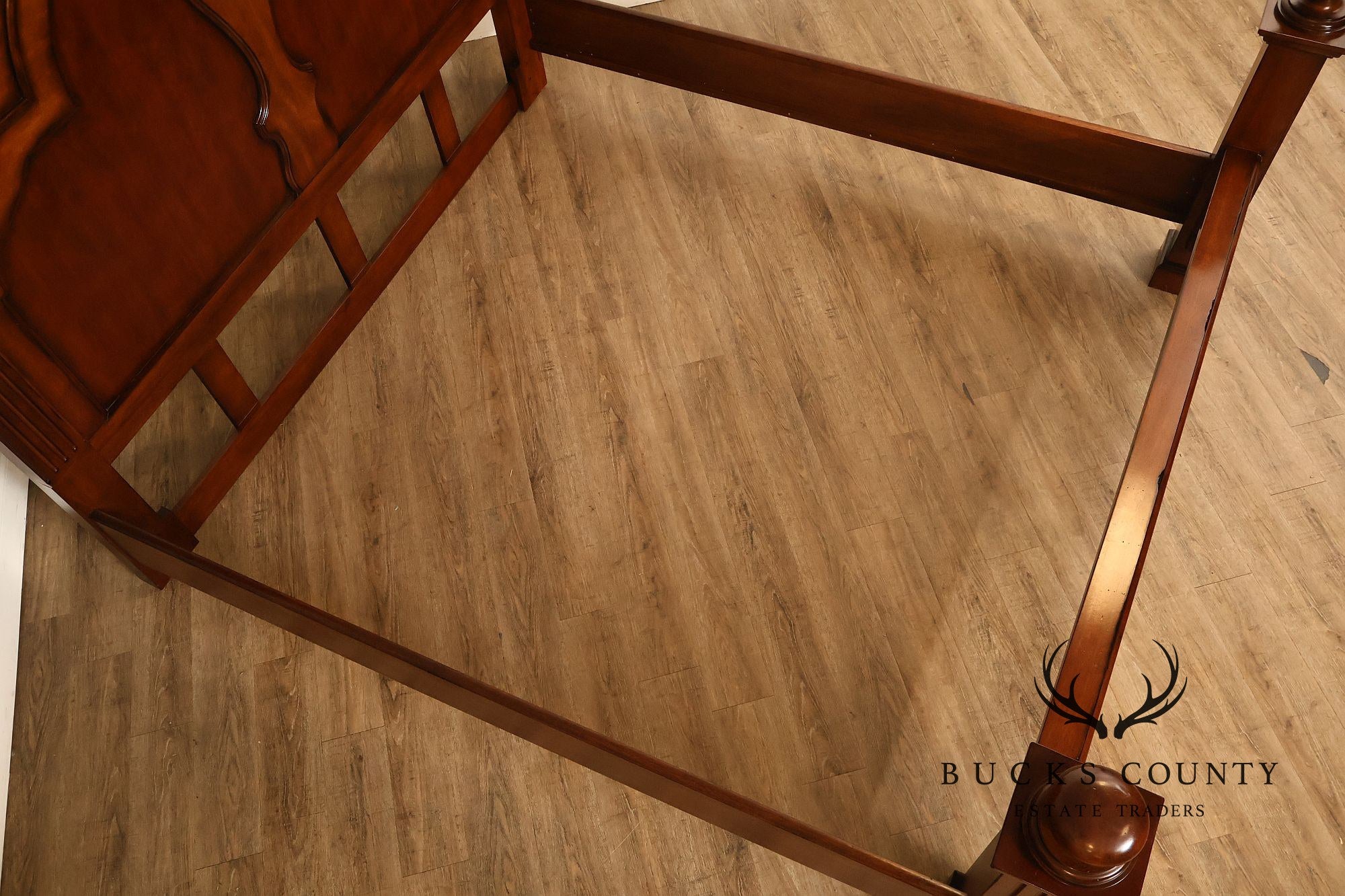 Baroque Style King Size Mahogany High Back Carved Bed Frame